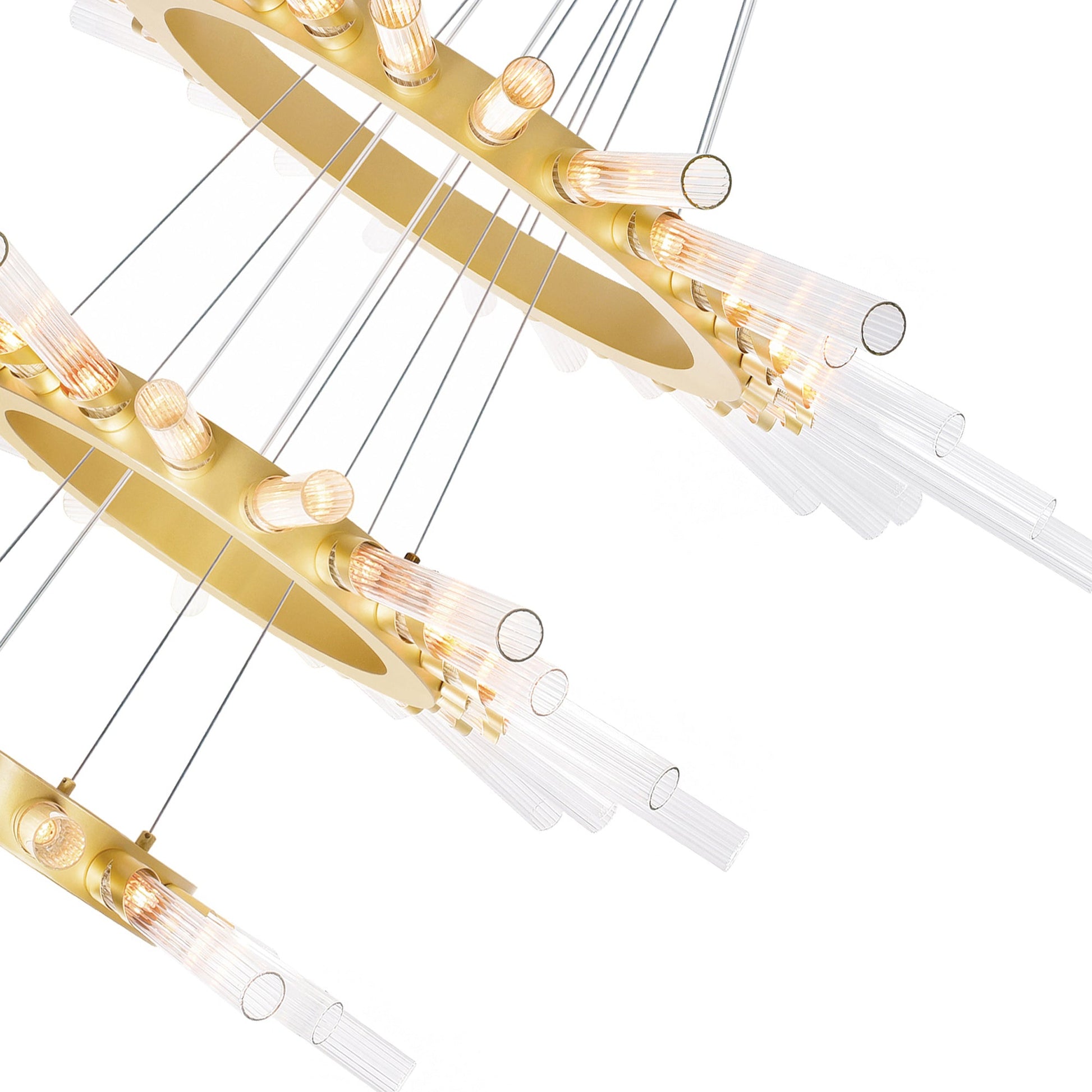 Collar 63 Light Satin Gold Chandelier