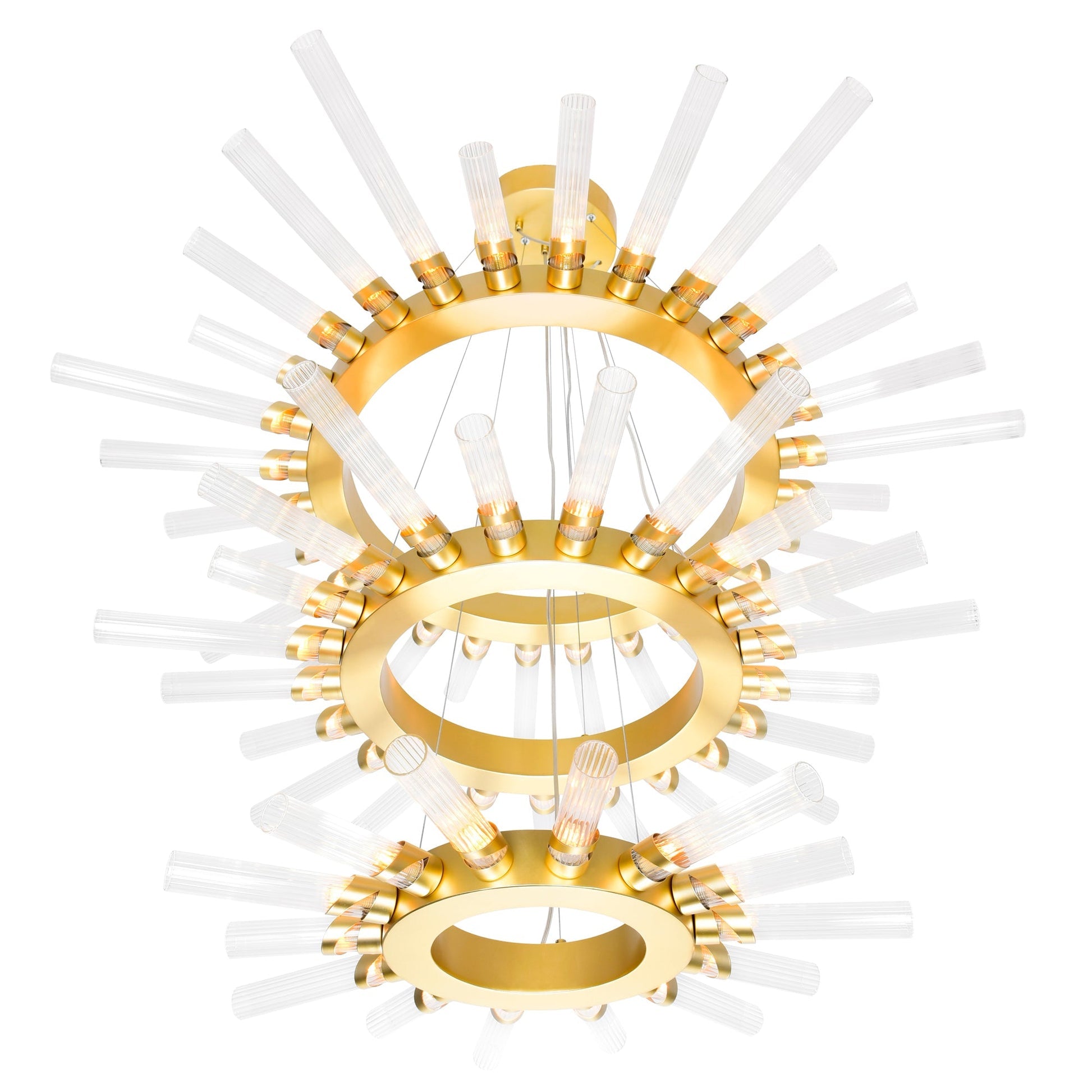 Collar 63 Light Satin Gold Chandelier