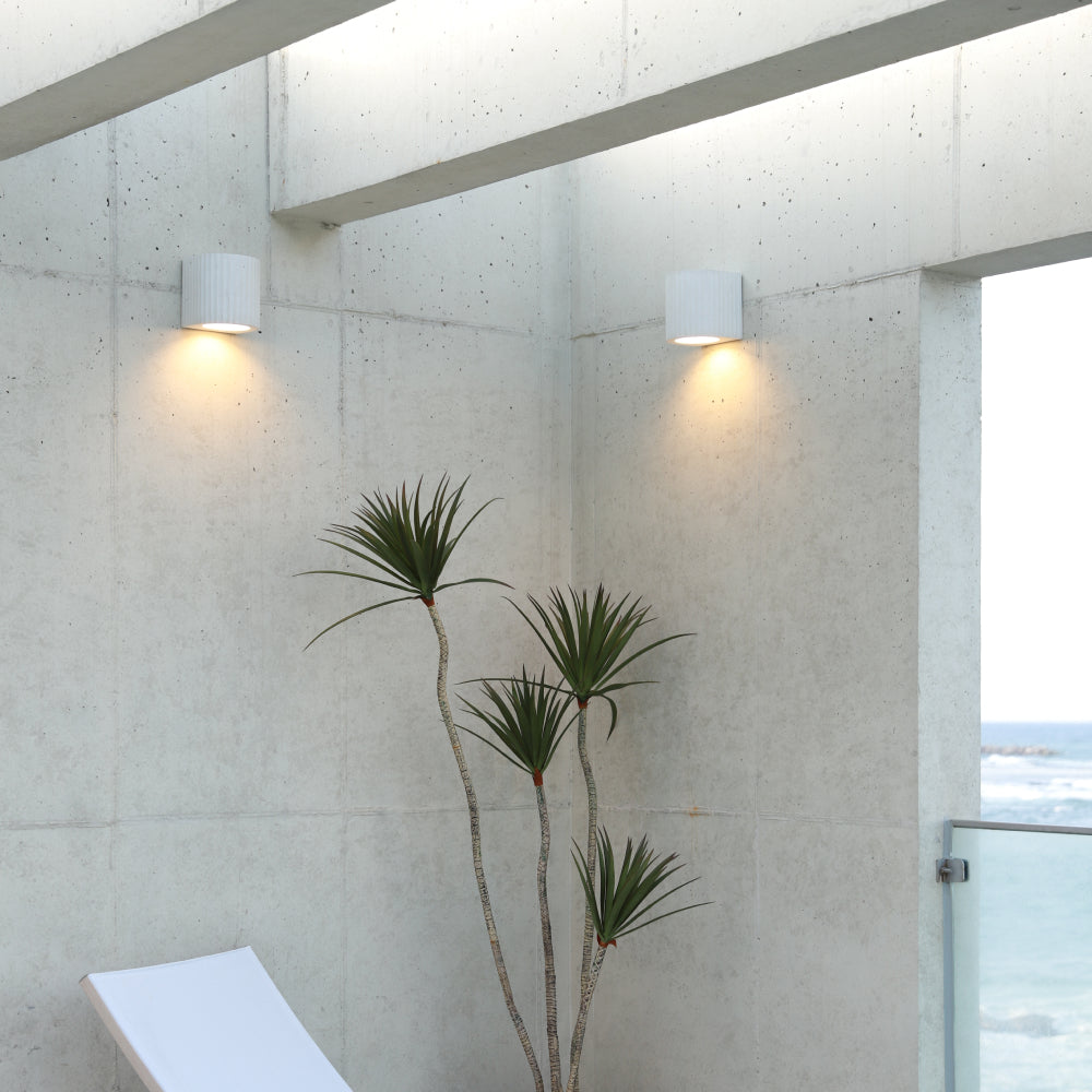 Artisan Concrete Corinthian Wall Sconce Cream White Fixture