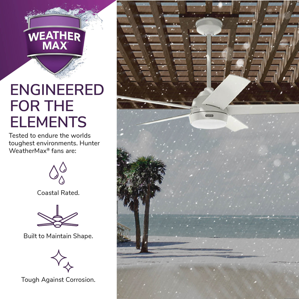 52 inch Skyflow Matte White WeatherMax Indoor / Outdoor Ceiling Fan with LED Light Kit and Wall Control