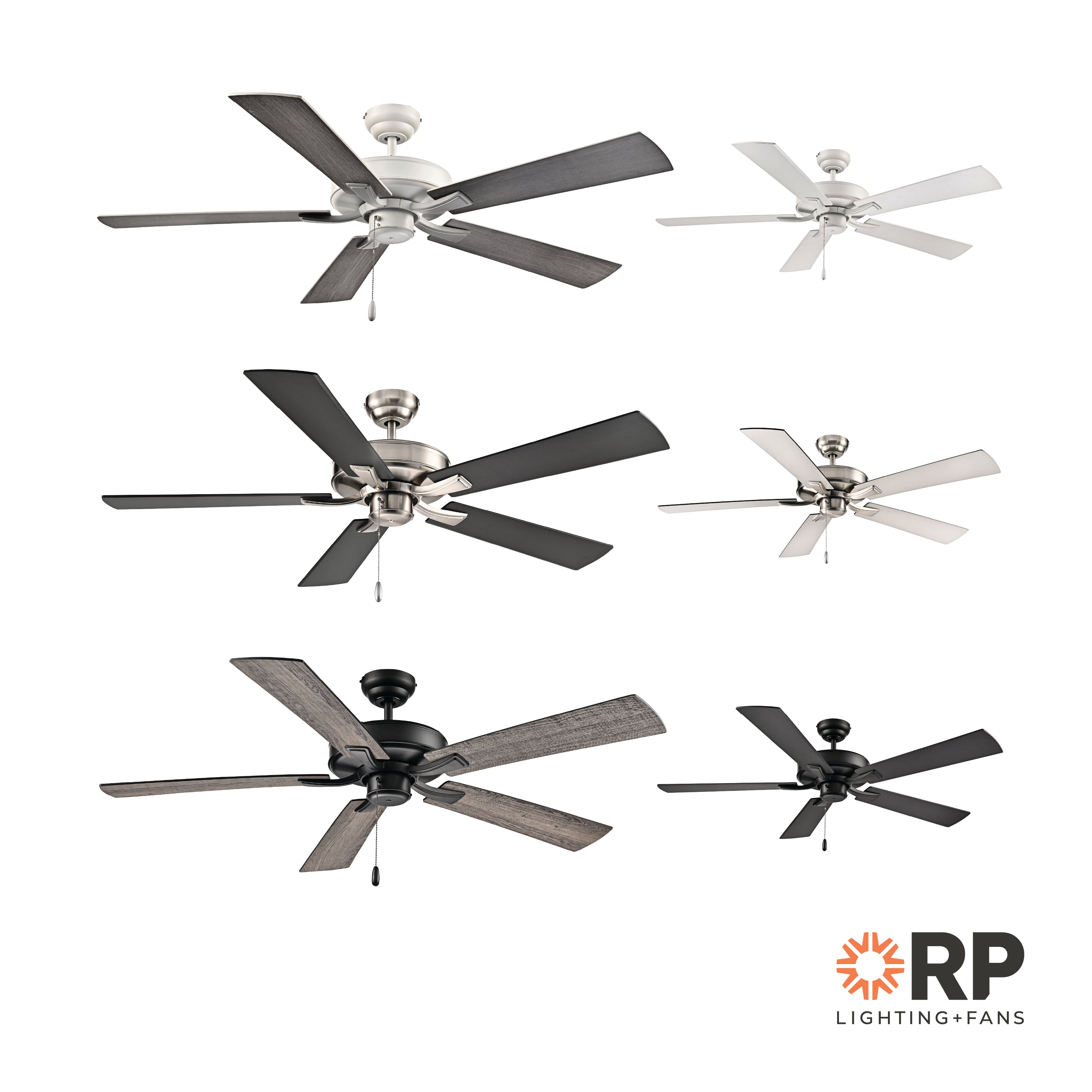 52 Inch Brisden AC Brushed Nickel Indoor Ceiling Fan 5-Blade Reversible