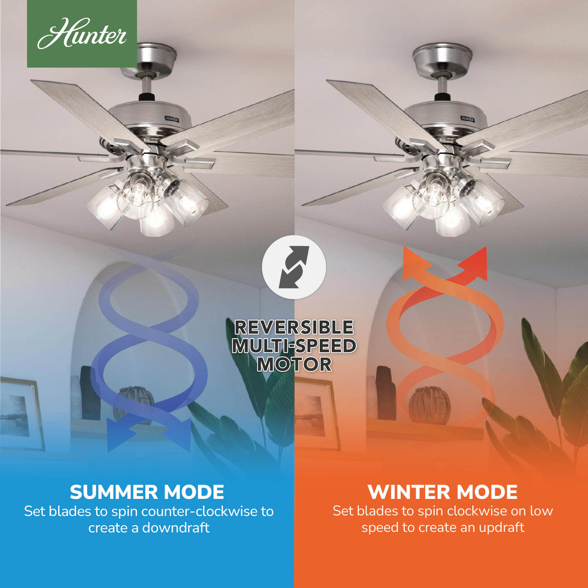 52 inch Fonthill ENERGY STAR® HunterExpress Fresh White Ceiling Fan with LED Light Kit and Handheld Remote