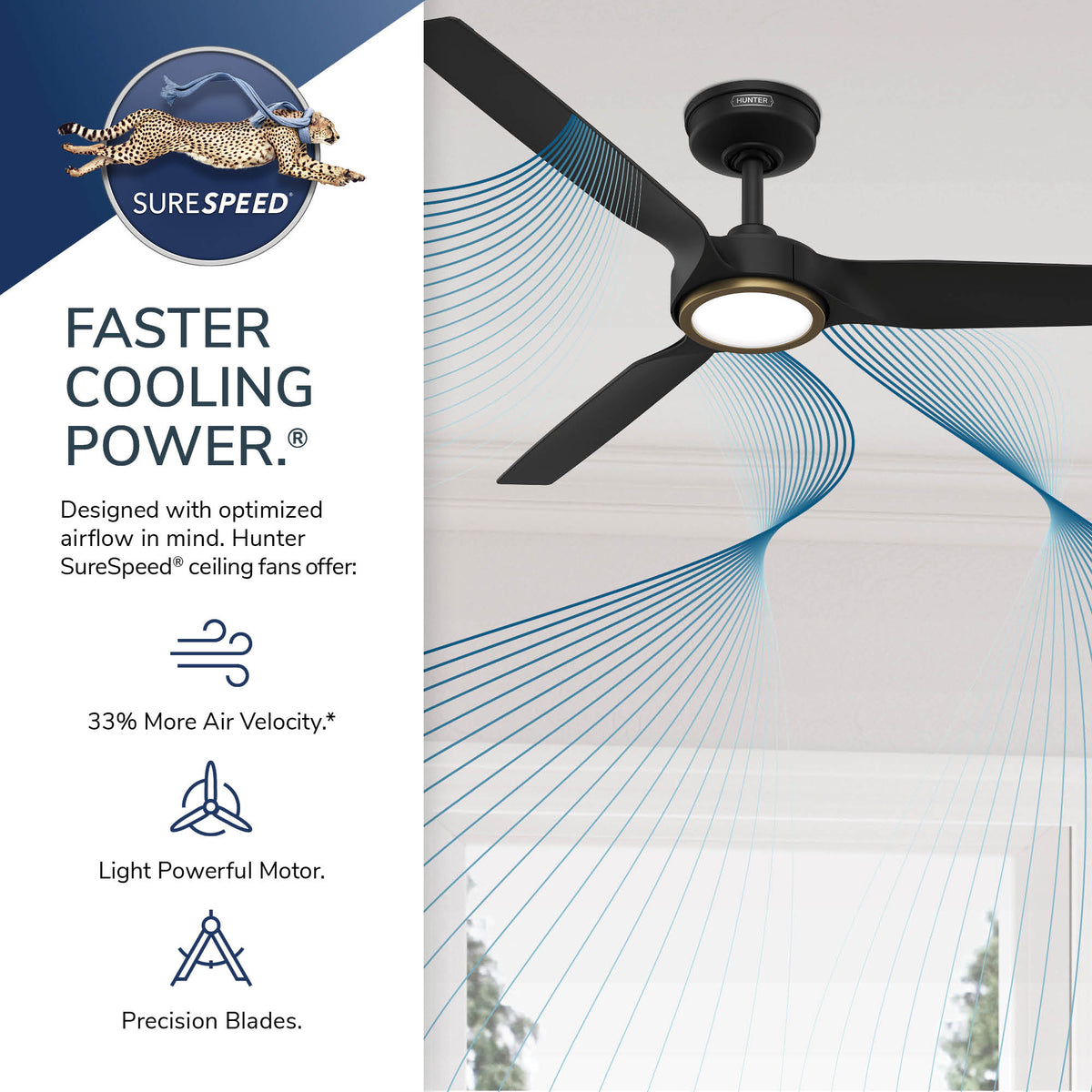 52 inch Zentech Wi-Fi ENERGY STAR® Matte Black Damp Rated Ceiling Fan with LED Light Kit and Remote