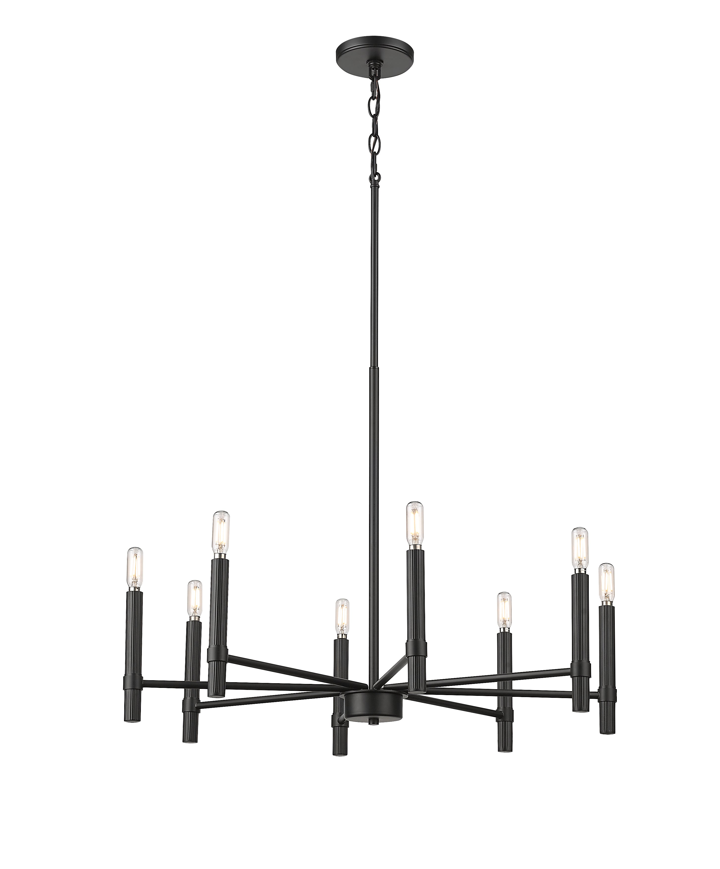 23.75'' Skyva Matte Black 8 Light Chandelier