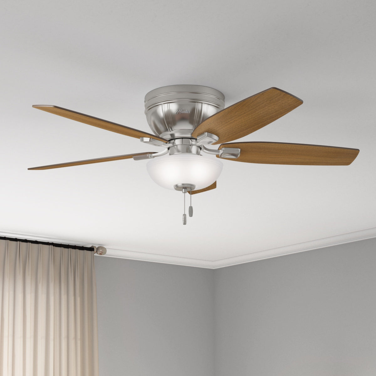 52 inch Kenbridge Brushed Nickel Low Profile Ceiling Fan with LED Light Kit and Pull Chain