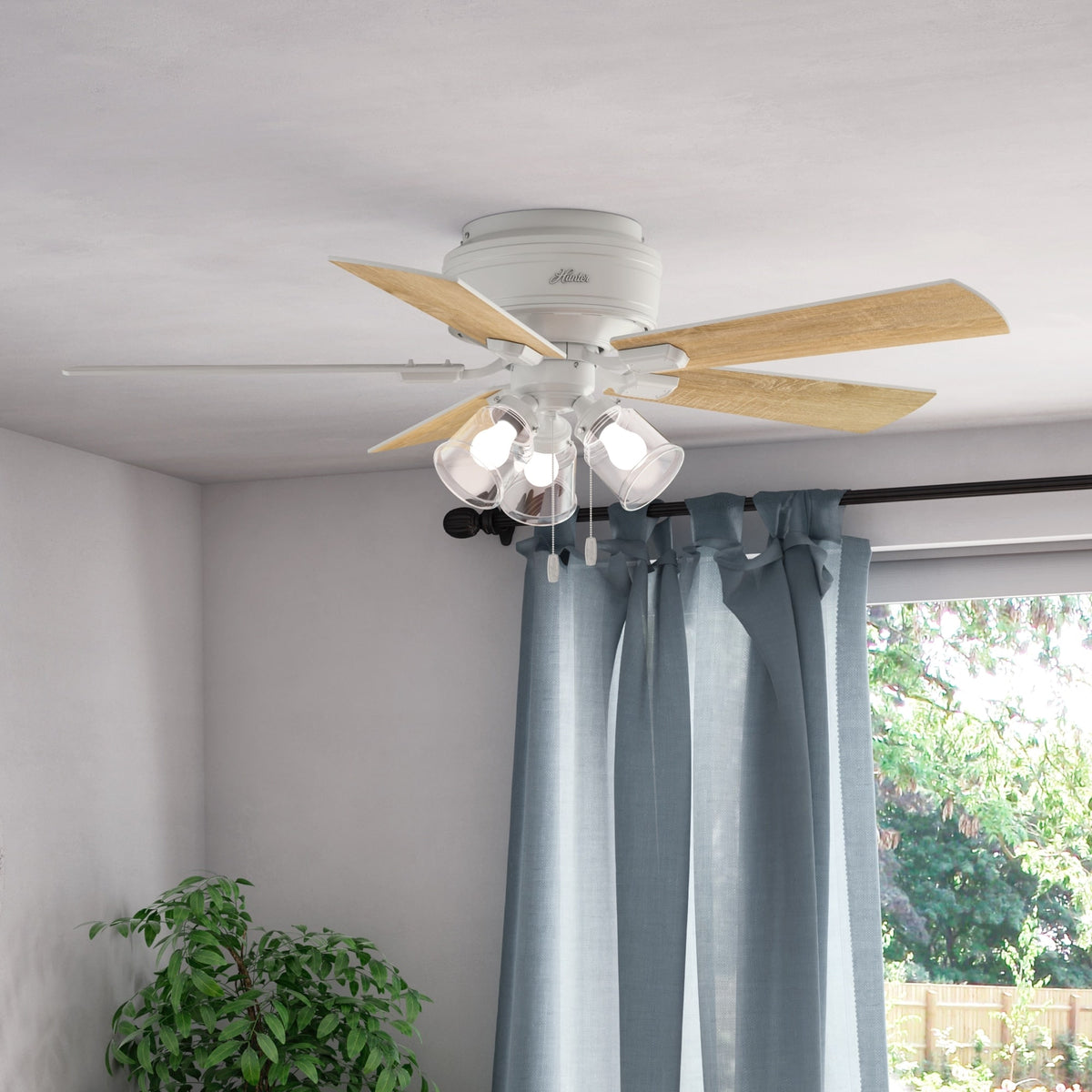 52 inch Crestfield Fresh White Low Profile Ceiling Fan with LED Light Kit and Pull Chain