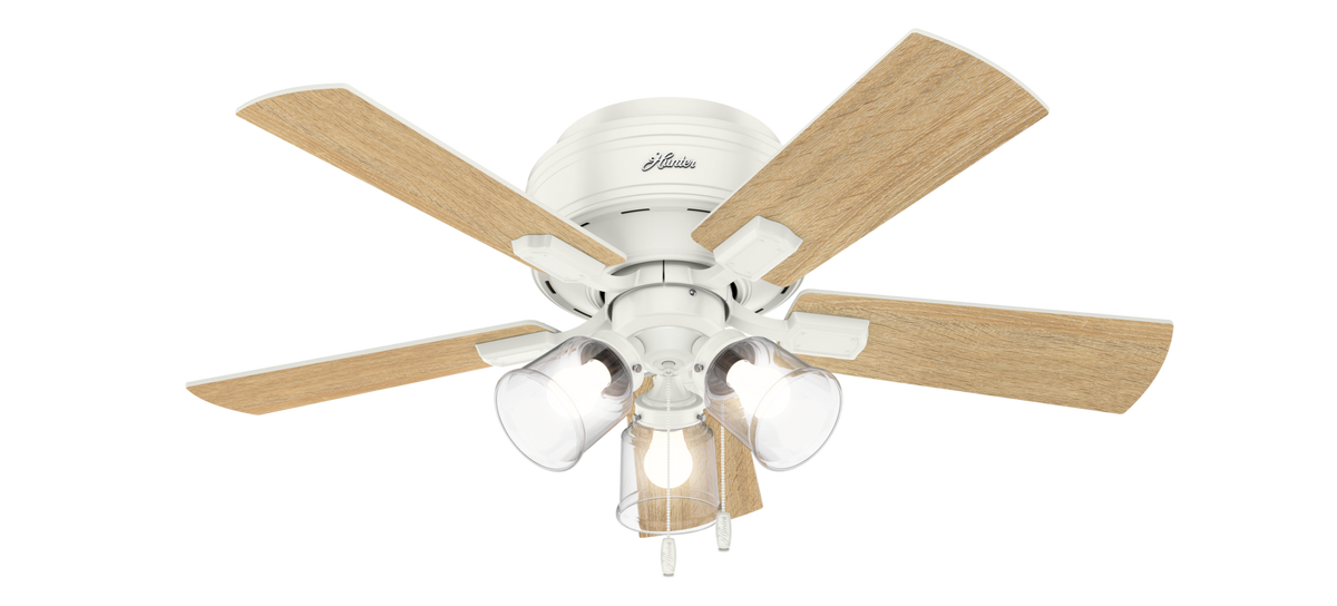 42 inch Crestfield Fresh White Low Profile Ceiling Fan with LED Light Kit and Pull Chain