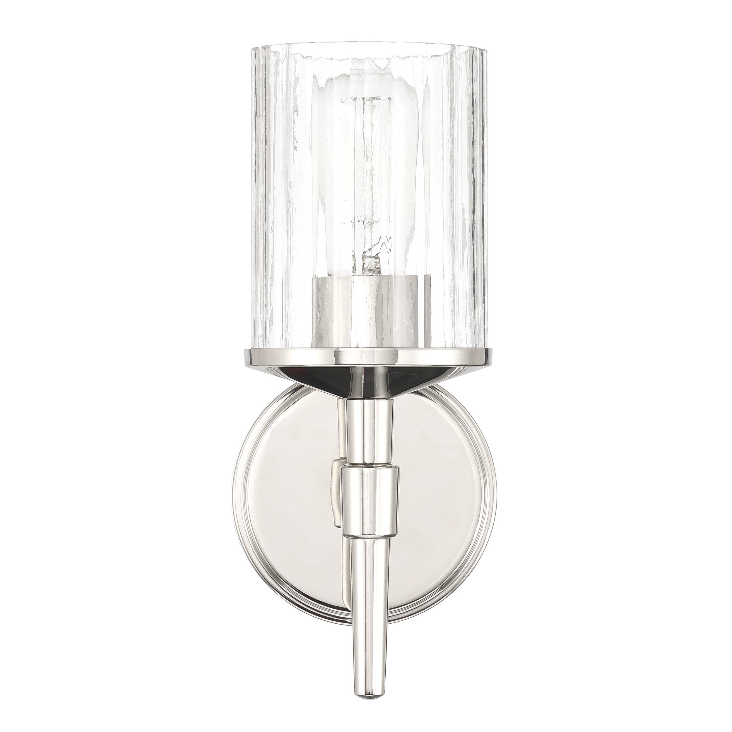 Andrea 5-inch 1-light Polished Nickel Vanity Light with Clear Ribbed Glass Shade