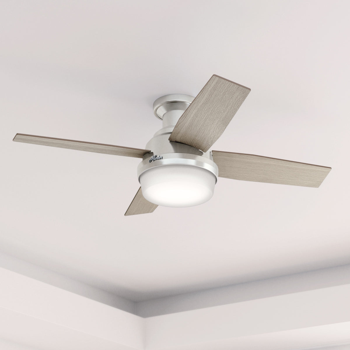 44 inch Dempsey Brushed Nickel Low Profile Ceiling Fan with LED Light Kit
