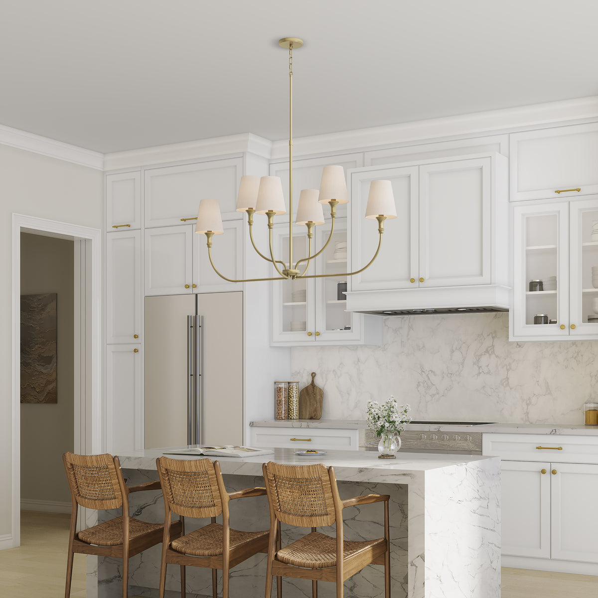 29'' Mairbourne Vintage Brass 6 Light Linear Chandelier