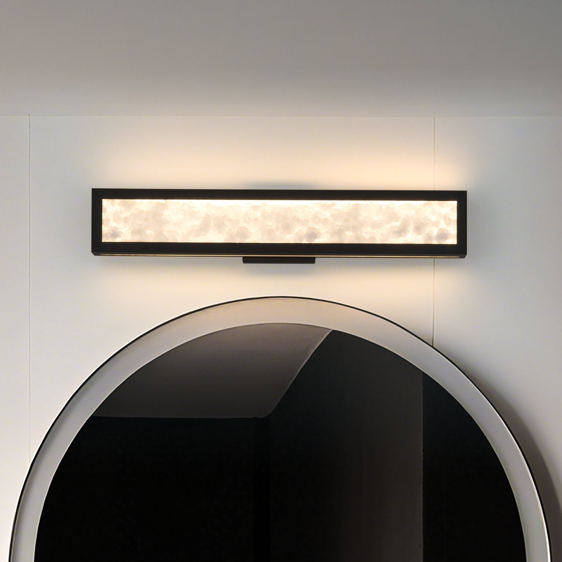 Courtney 24-inch Textured Black 5CCT LED Vanity Light with Clear Water Glass