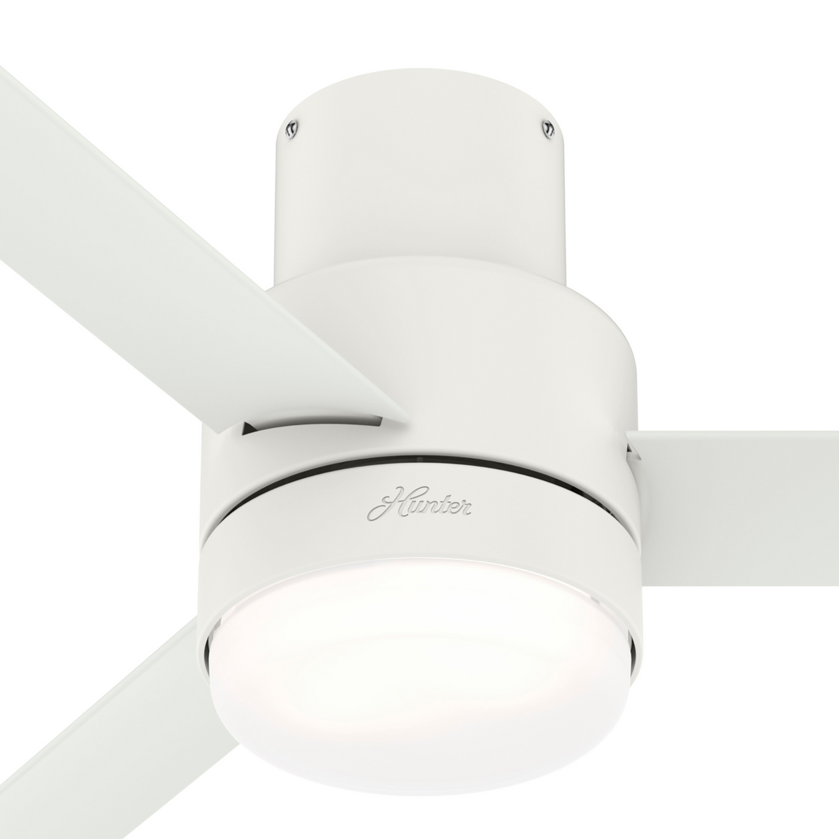44 inch Gilmour Matte White Low Profile Damp Rated Ceiling Fan with LED Light Kit and Handheld Remote