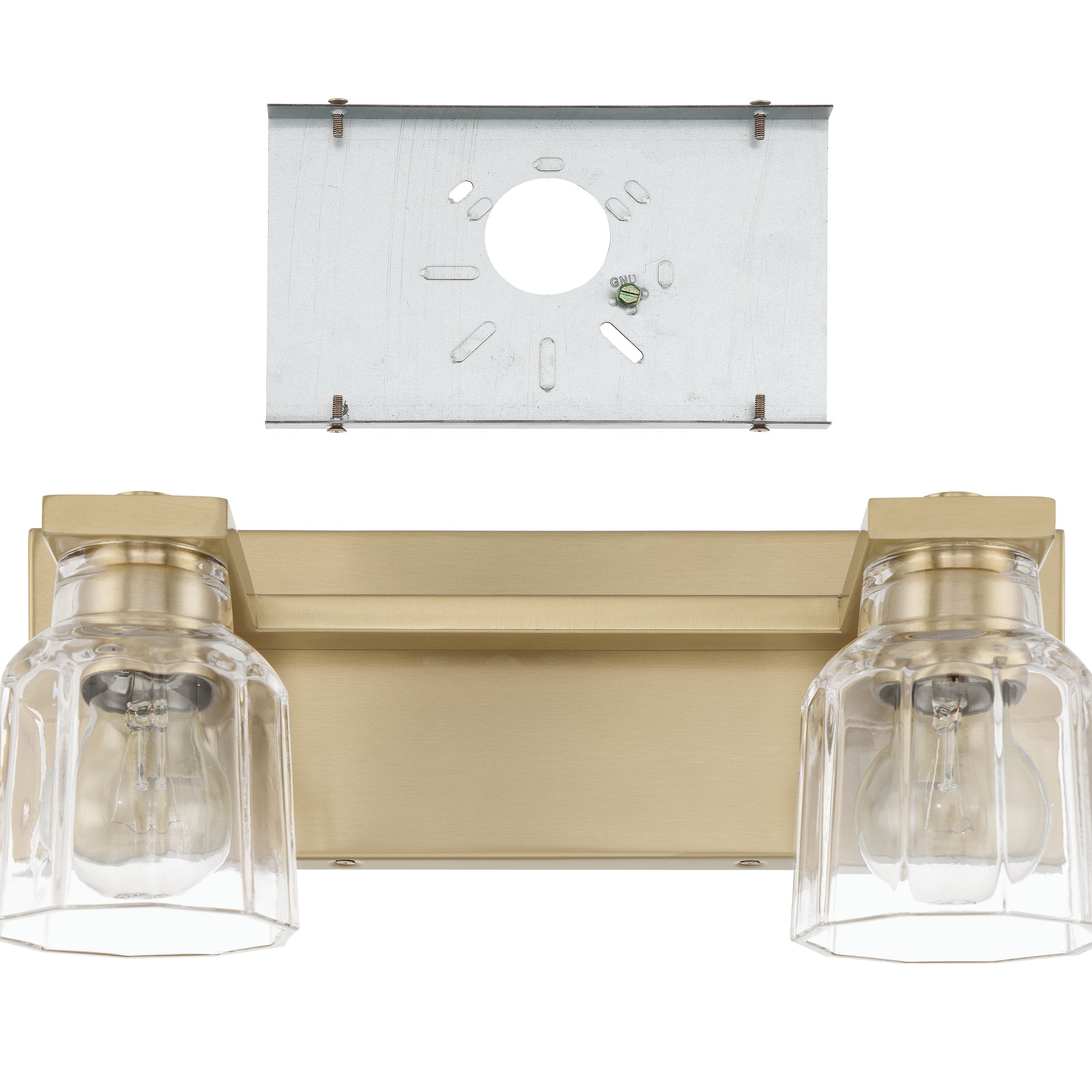 Dryden 15-inch 2-light Champagne Gold Vanity Light with Clear Ribbed Glass Shades