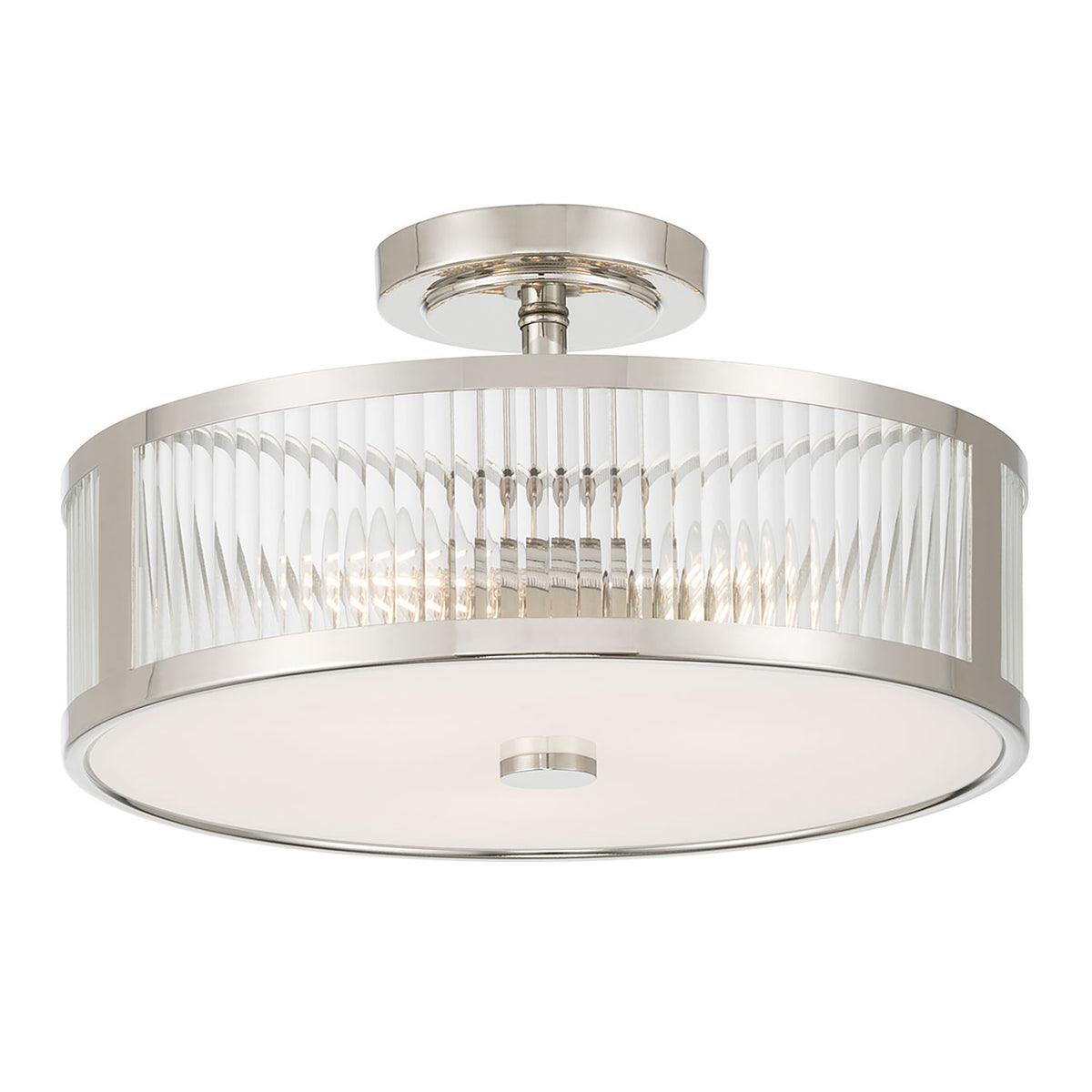 8.75'' Ardezia Polished NickelClear Ribbed 3 Light Semi-Flush Mount