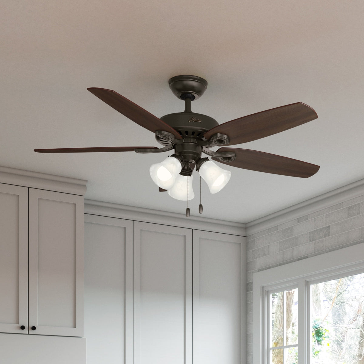 52 inch Builder New Bronze Ceiling Fan with LED Light Kit and Pull Chain