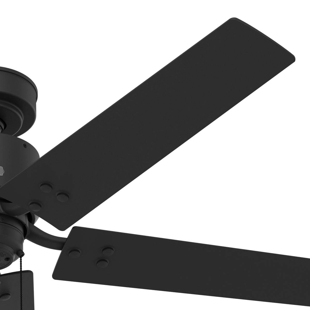 52 inch Windbound Matte Black Damp Rated Ceiling Fan and Pull Chain