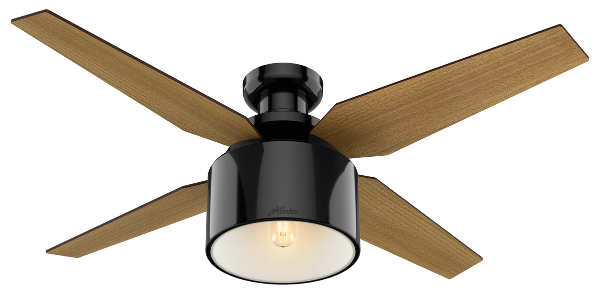 52 inch Cranbrook Gloss Black Low Profile Ceiling Fan with LED Light Kit and Handheld Remote
