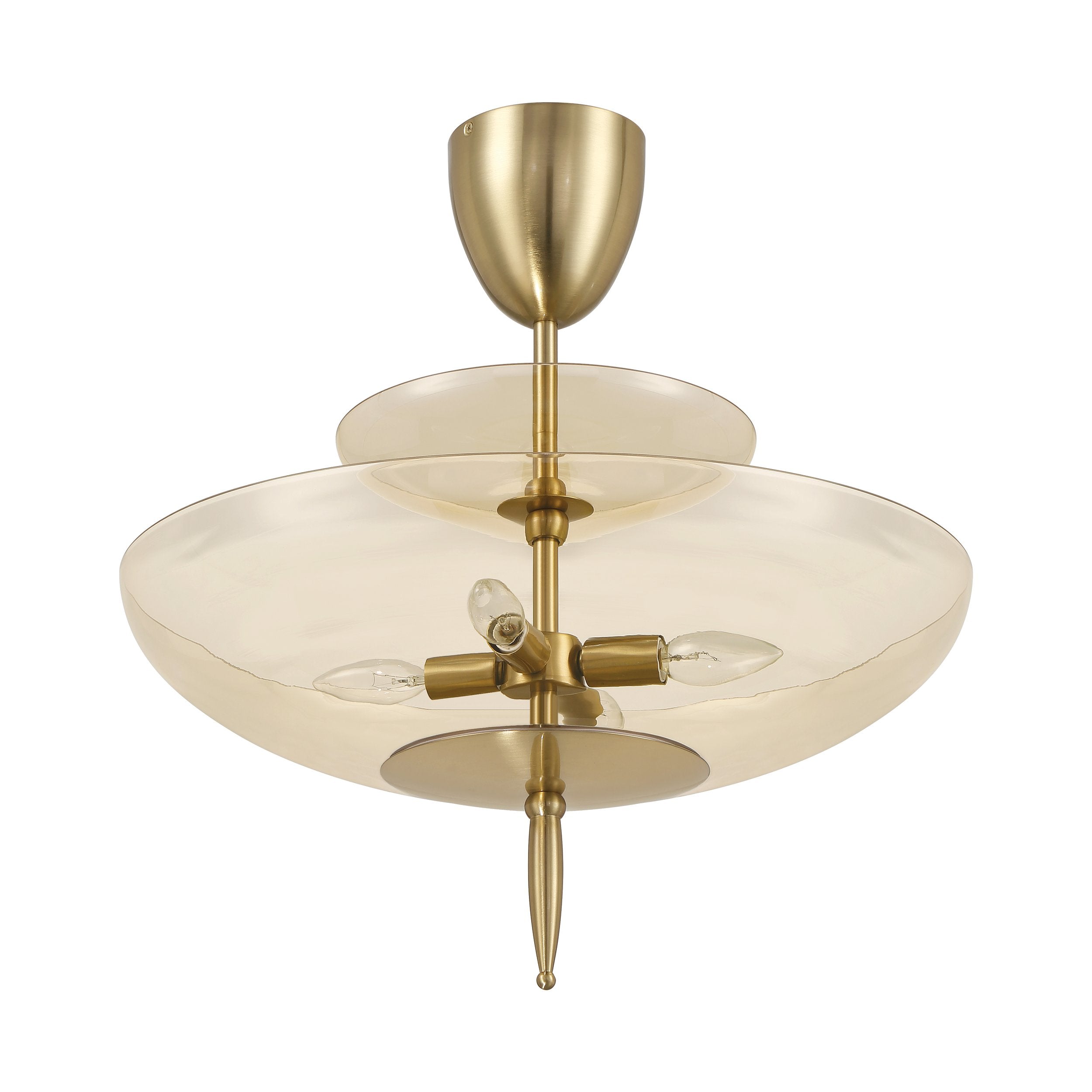 Fiorello 21-inch 4-light Brushed Gold Convertible Pendant with Smoked Amber Glass Shades