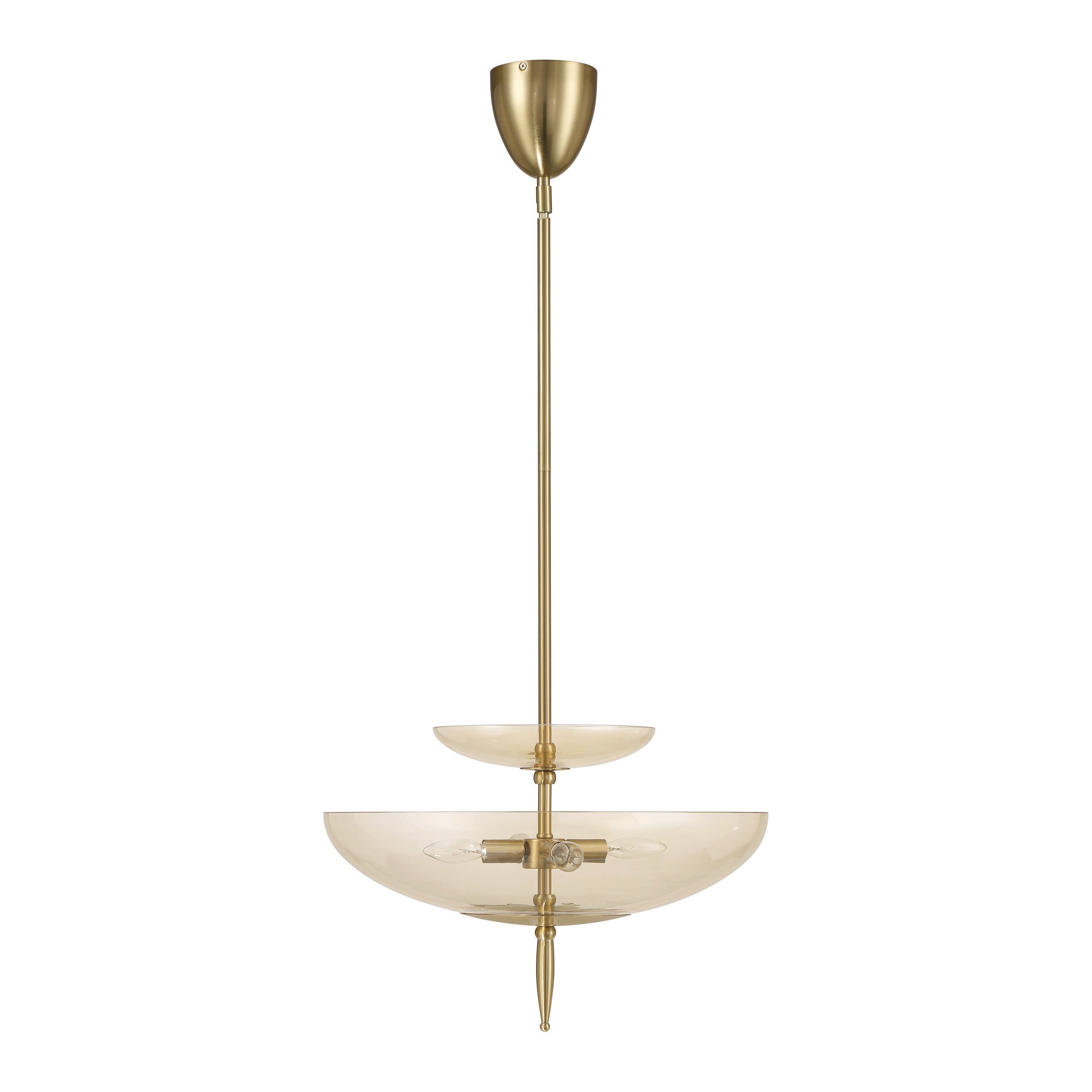 Fiorello 21-inch 4-light Brushed Gold Convertible Pendant with Smoked Amber Glass Shades