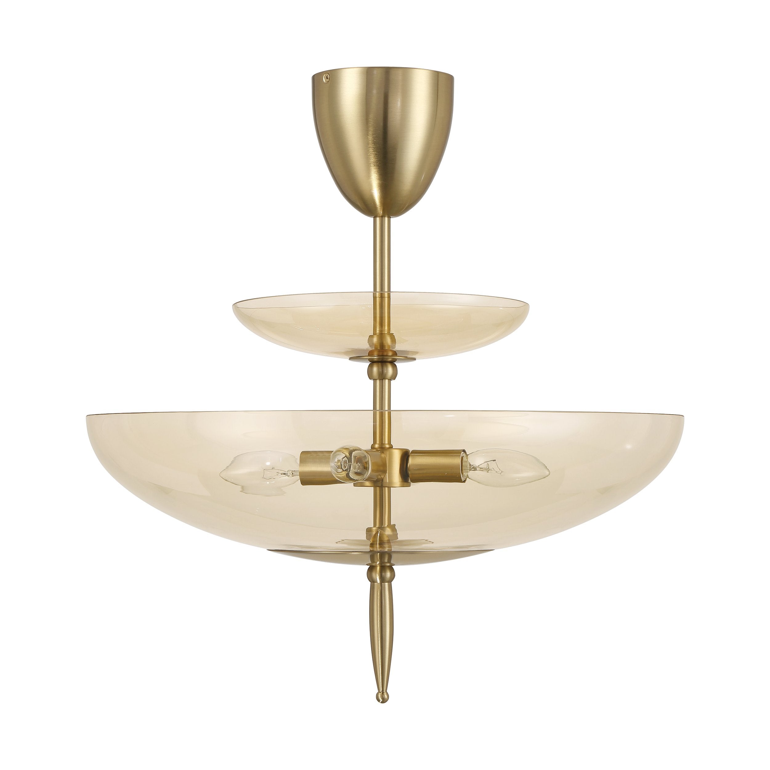 Fiorello 21-inch 4-light Brushed Gold Convertible Pendant with Smoked Amber Glass Shades