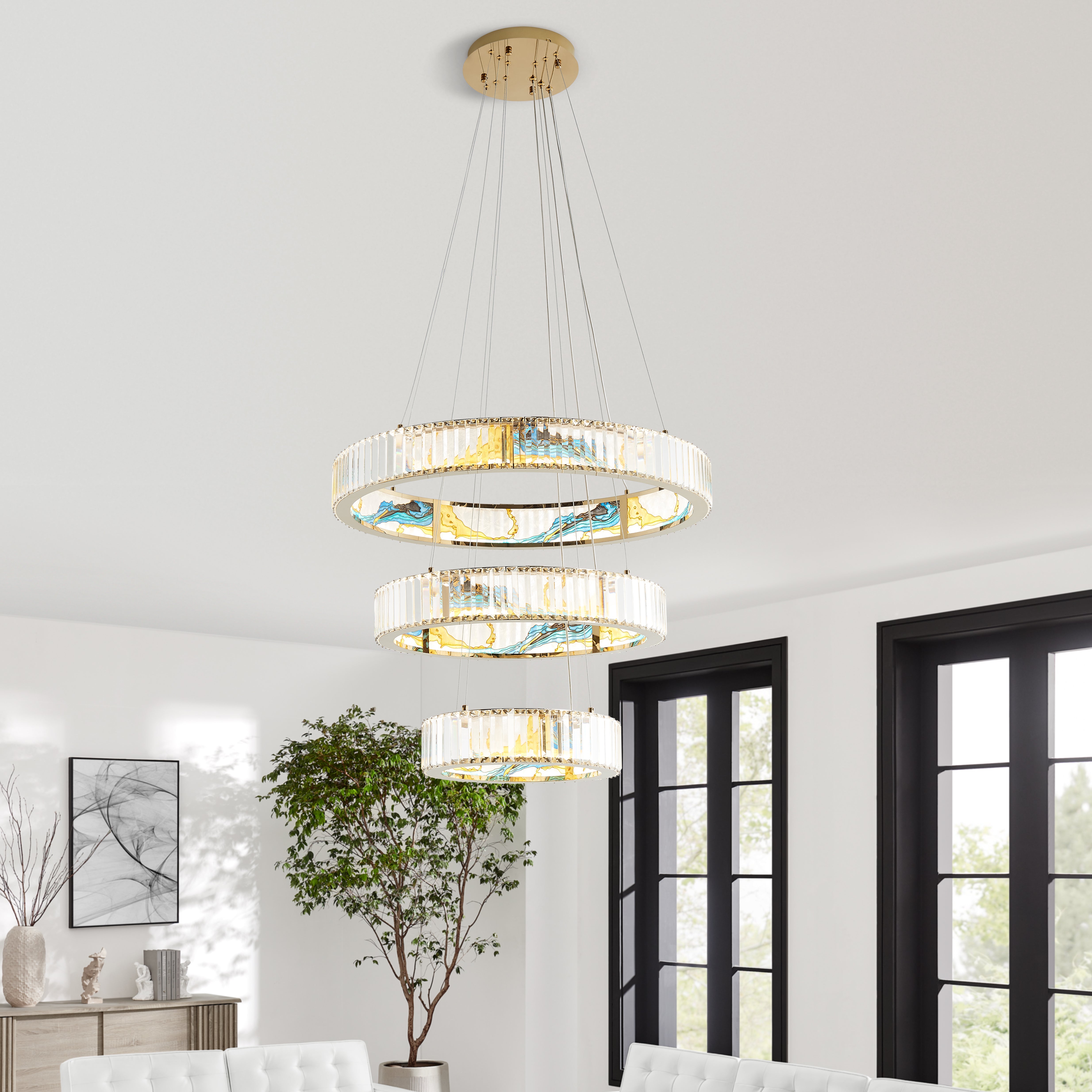 Boeseman’s Three Tier Colourful Round Chandelier