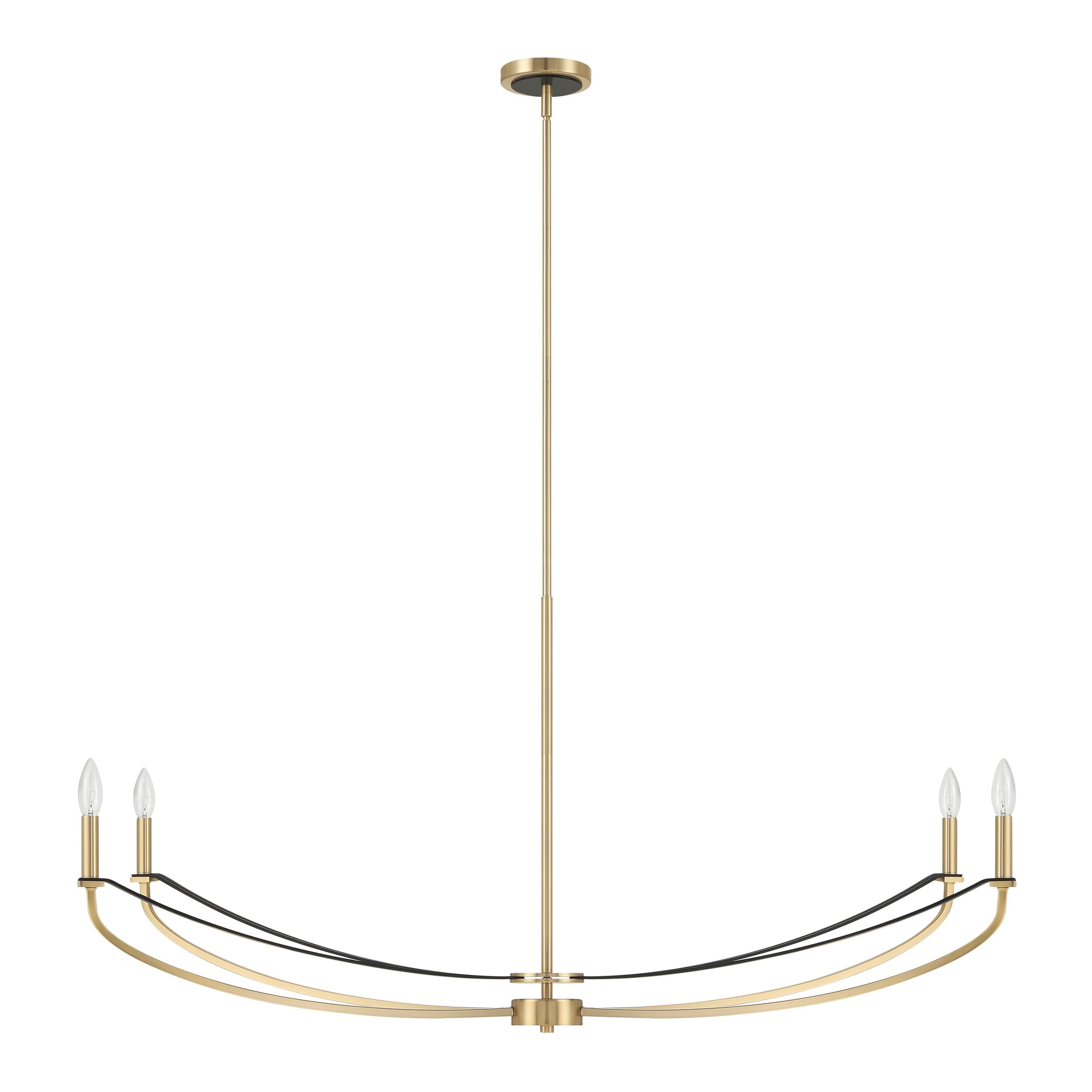 Sussex 47-inch 4-light Champagne Gold and Black Faux Leather Linear Chandelier