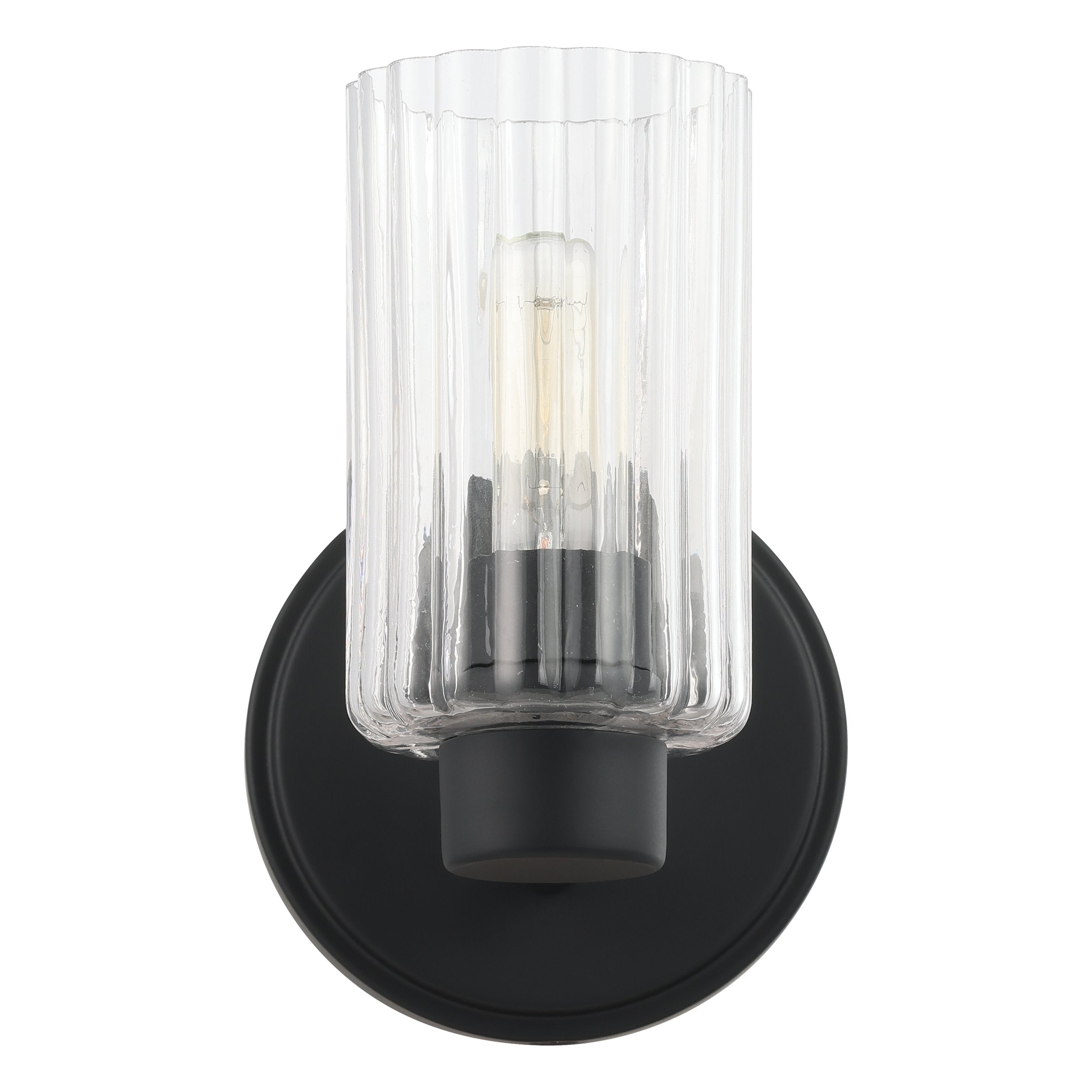 Bedminster 5-inch 1-light Matte Black Vanity Light with Clear Ribbed Glass Shade