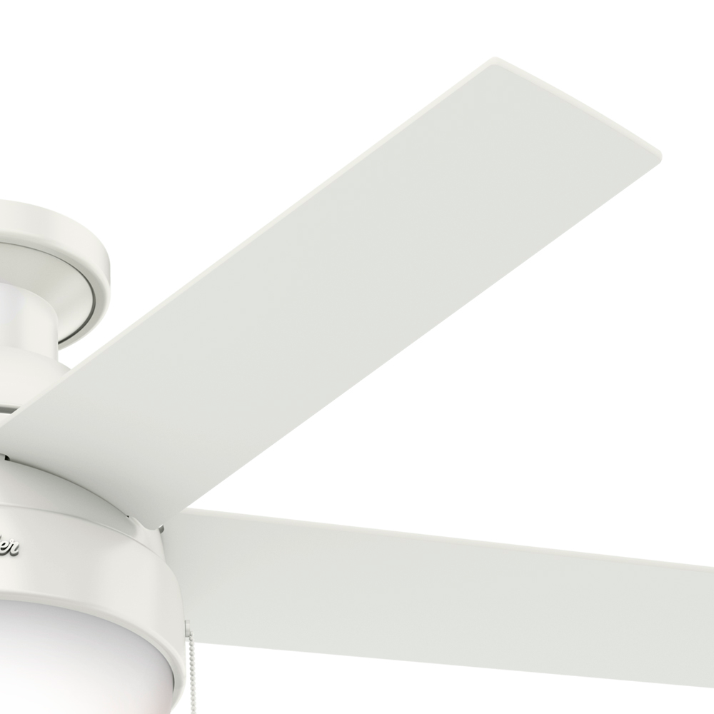 46 inch Anslee Fresh White Low Profile Ceiling Fan with LED Light Kit and Pull Chain