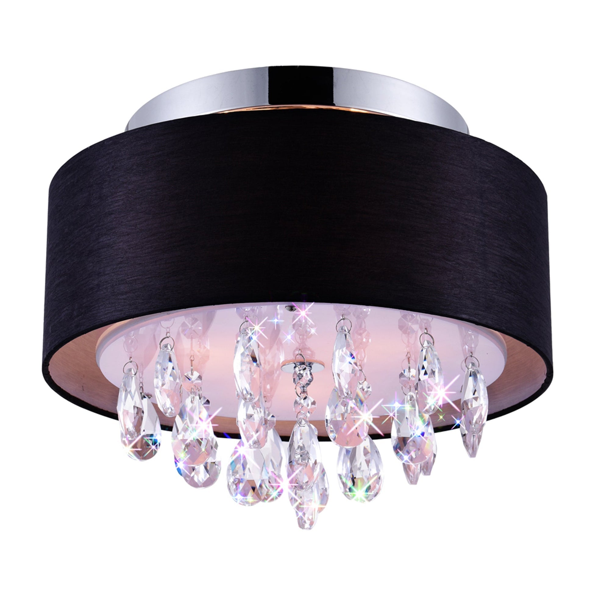 Dash 3 Light Chrome Flush Mount with Black Drum Shade