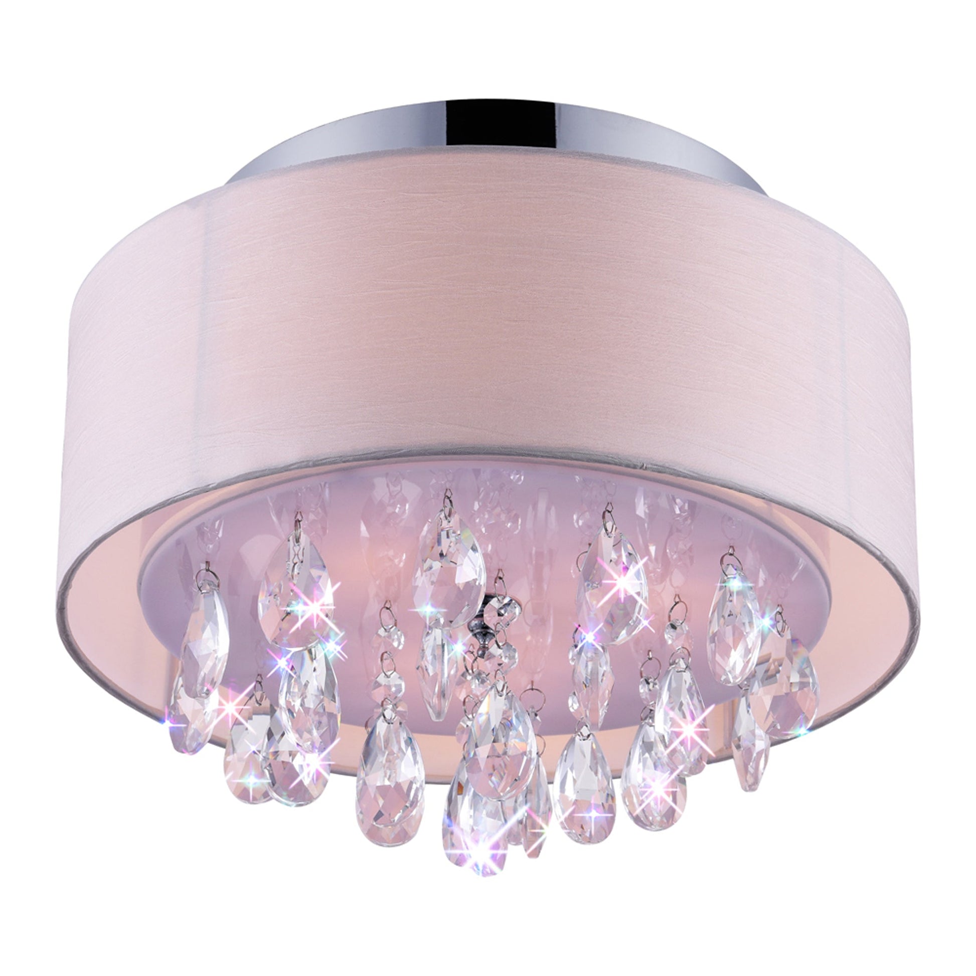 Dash 3 Light Chrome Flush Mount with Off White Drum Shade