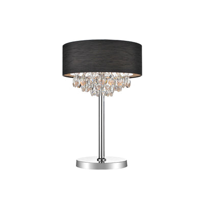 Dash 3 Light Black Shade Table Lamp with Crystal Accents