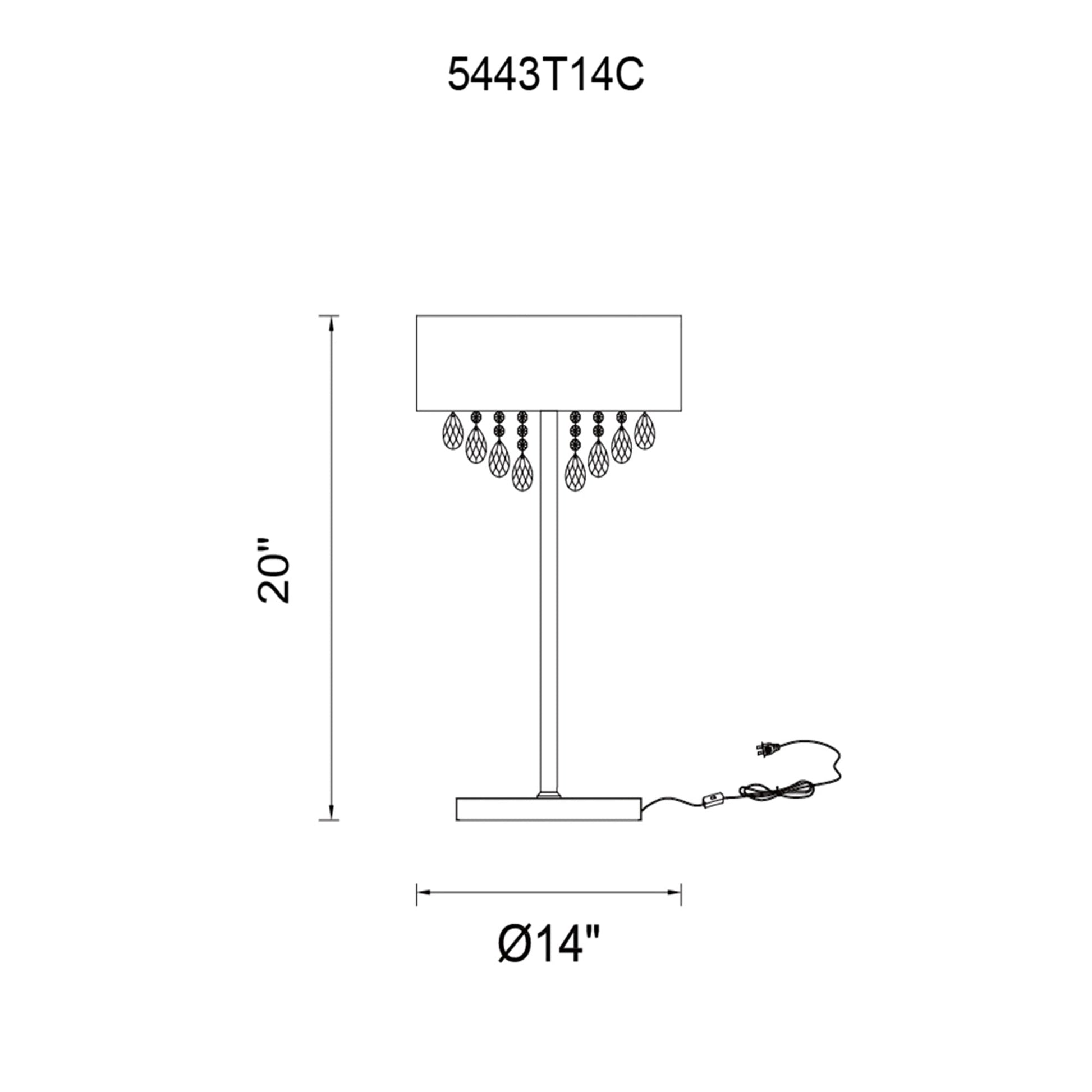 Dash 3 Light Black Shade Table Lamp with Crystal Accents