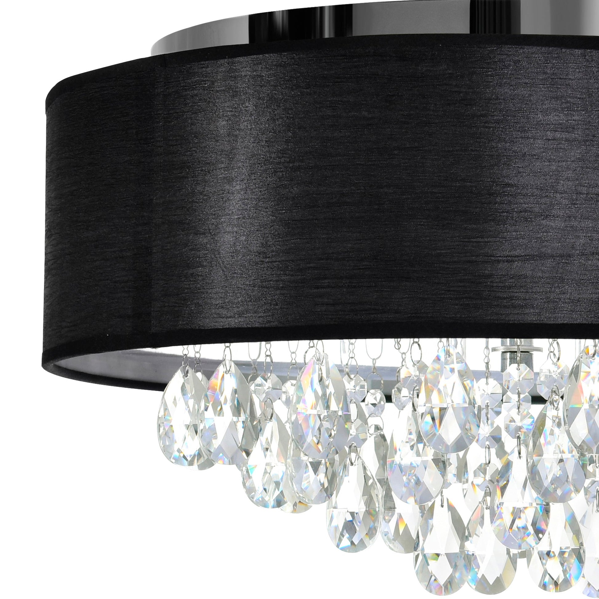 Dash 4 Light Chrome Flush Mount with Black Drum Shade