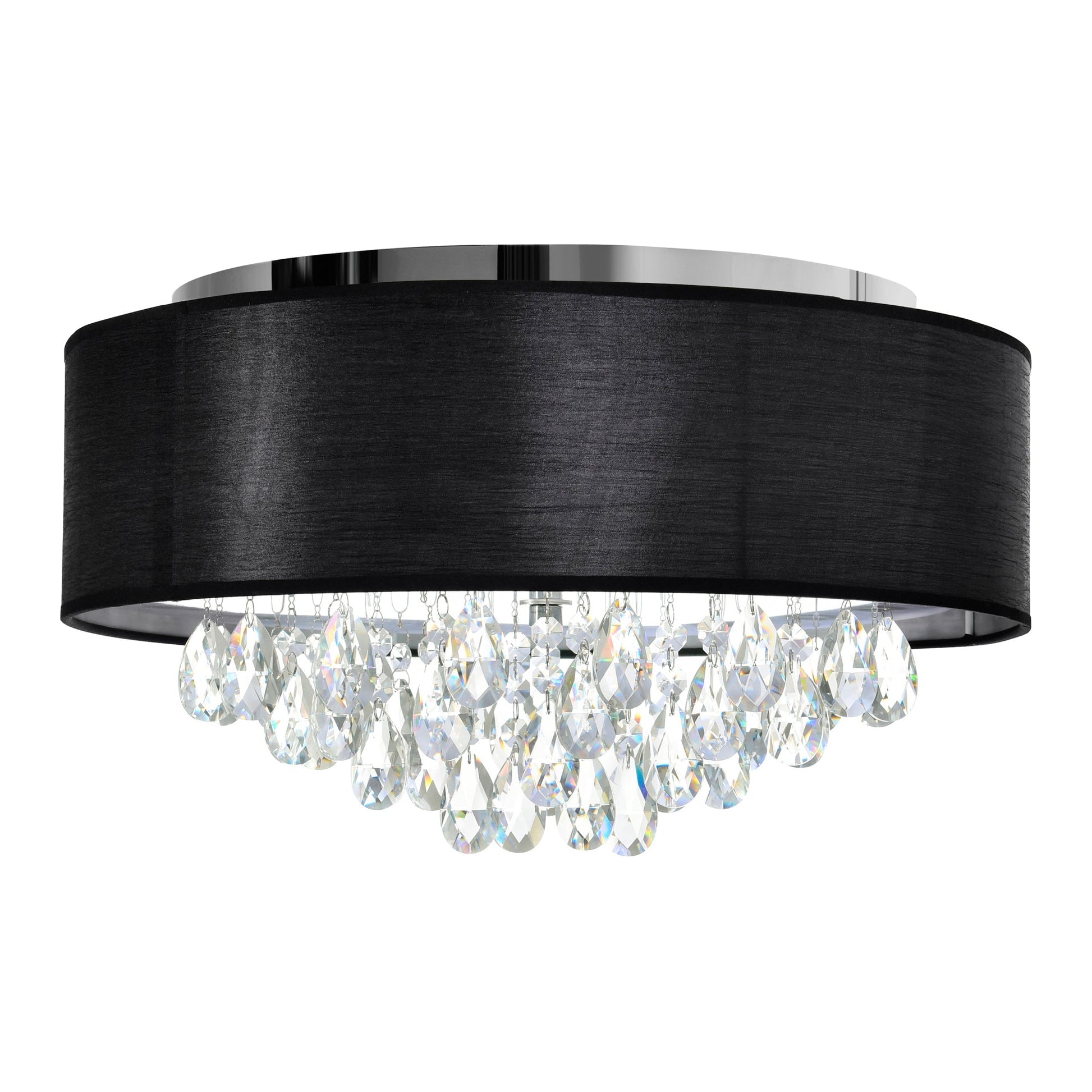 Dash 4 Light Chrome Flush Mount with Black Drum Shade