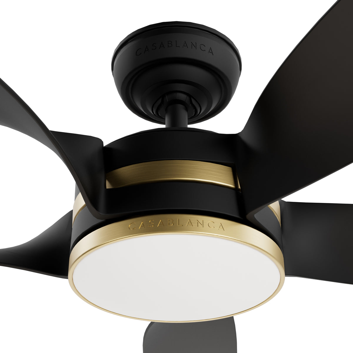 Casablanca 52 inch Julia ENERGY STAR® Matte Black Damp Rated Ceiling Fan with LED Light Kit and Wall Control and Handheld Remote