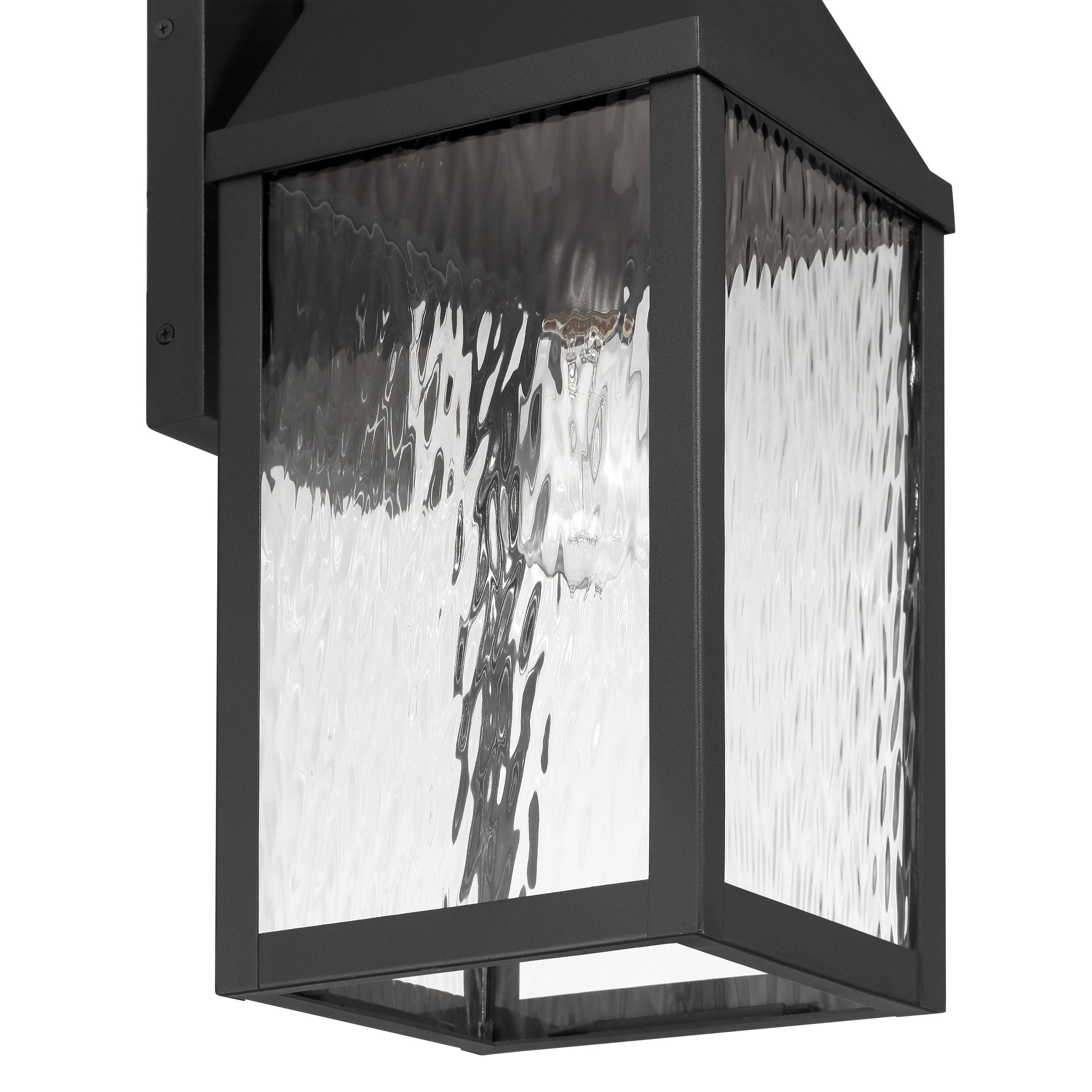 Glencrest 23-inch 1-light Textured Black Exterior Wall Sconce with Clear Water Glass