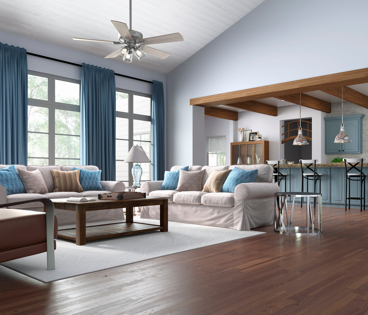 52 inch Crestfield Matte Silver Ceiling Fan with LED Light Kit and Handheld Remote
