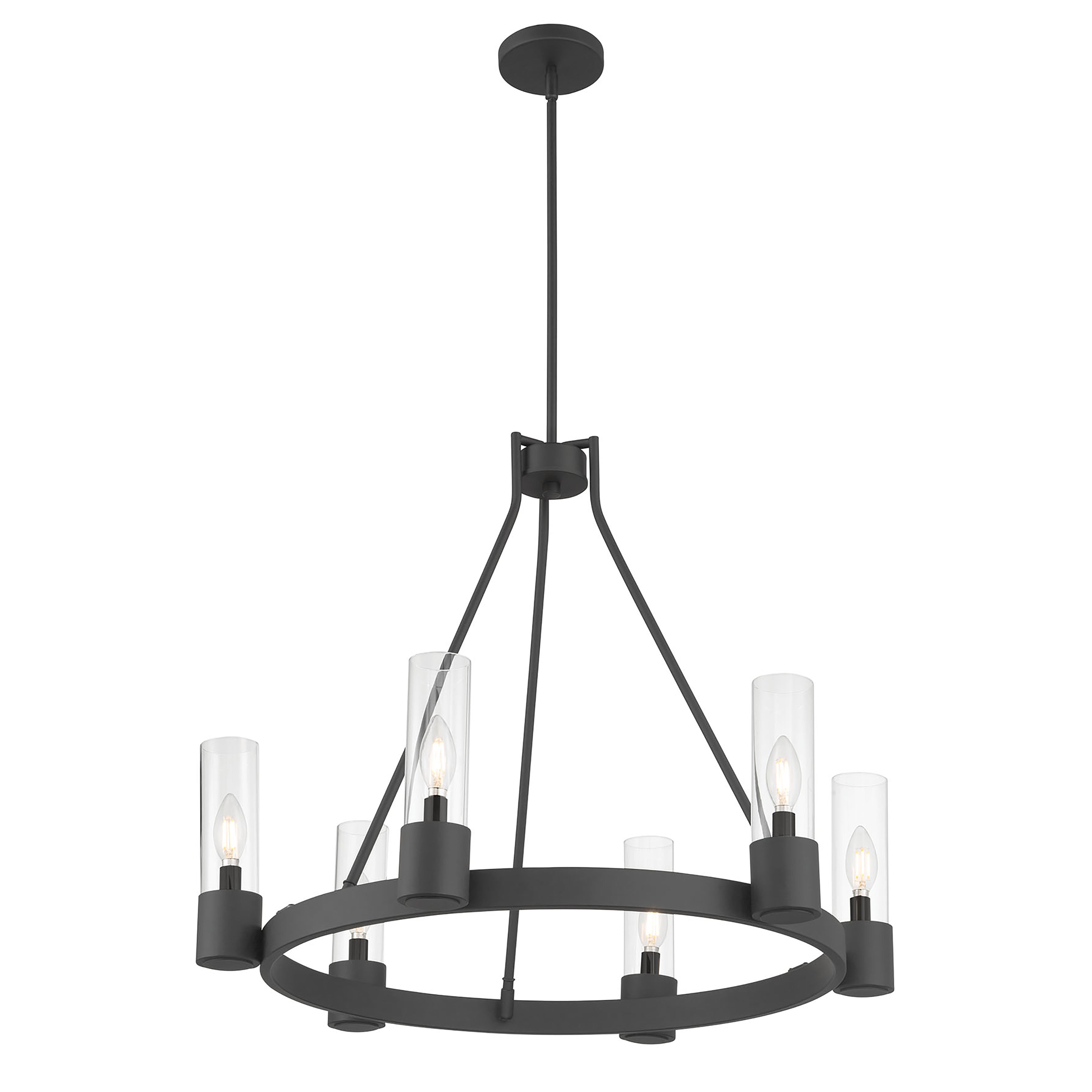 24.25'' Evandrel Matte Black 6 Light Chandelier