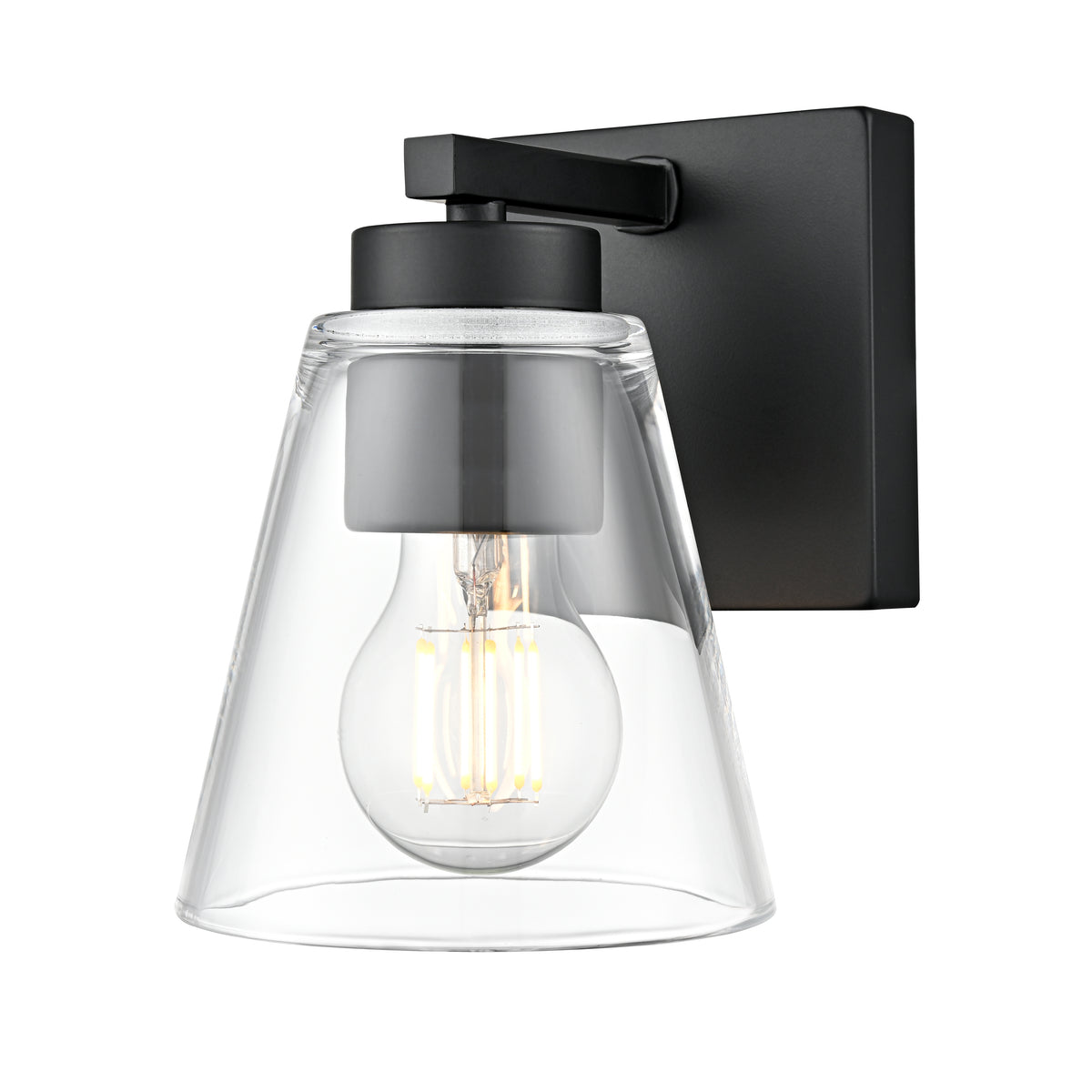6.75-inch Strayhan Matte Black 1-Light Clear Glass Wall Sconce