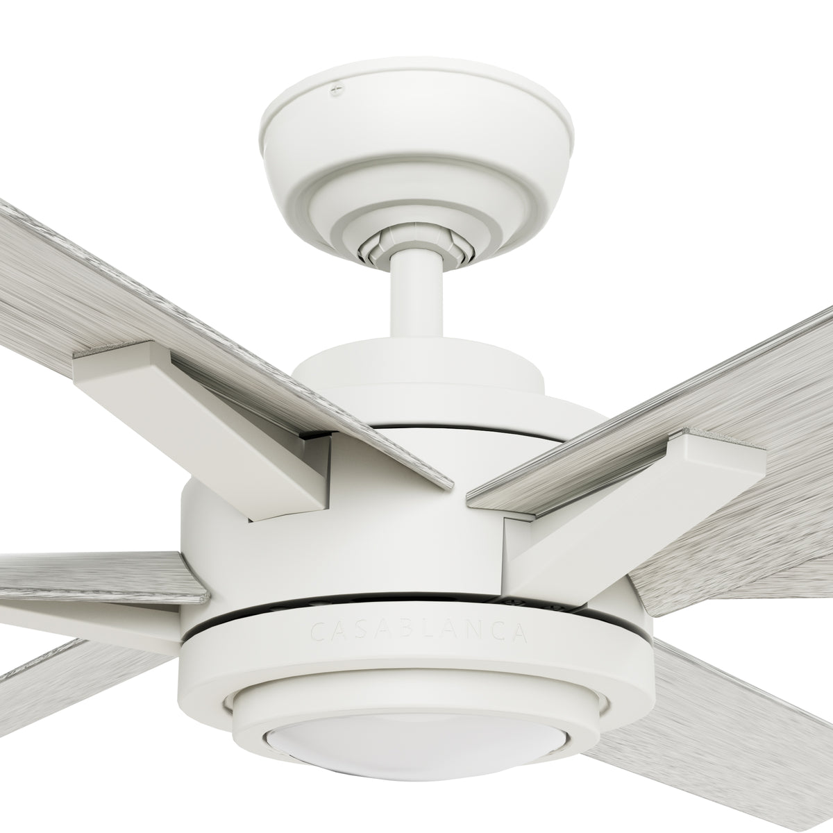 Casablanca 65 inch Melia ENERGY STAR® Fresh White Damp Rated Ceiling Fan with LED Light Kit and Wall Control and Handheld Remote