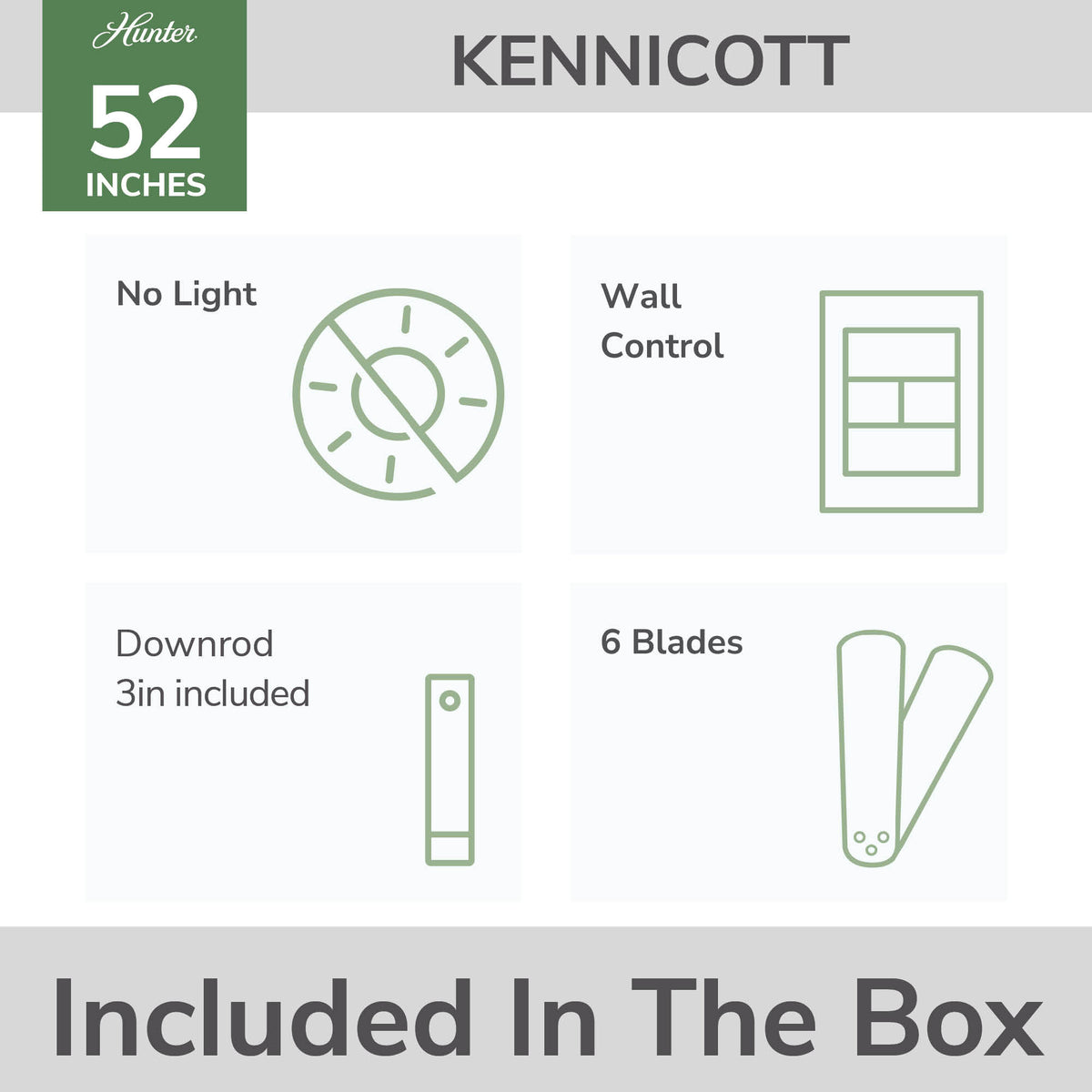 52 inch Kennicott Matte Bronze Damp Rated Ceiling Fan and Wall Control