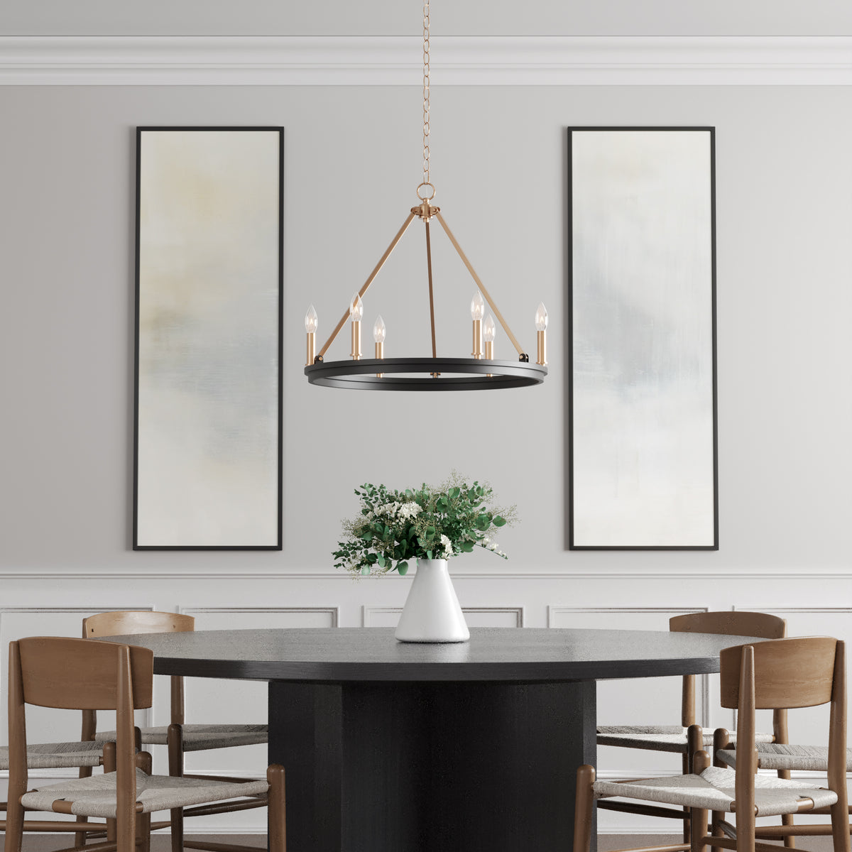 21'' Carruth Matte Black/Modern Gold 5 Light Chandelier
