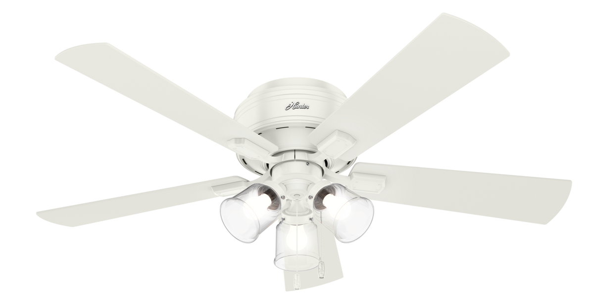 52 inch Crestfield Fresh White Low Profile Ceiling Fan with LED Light Kit and Pull Chain