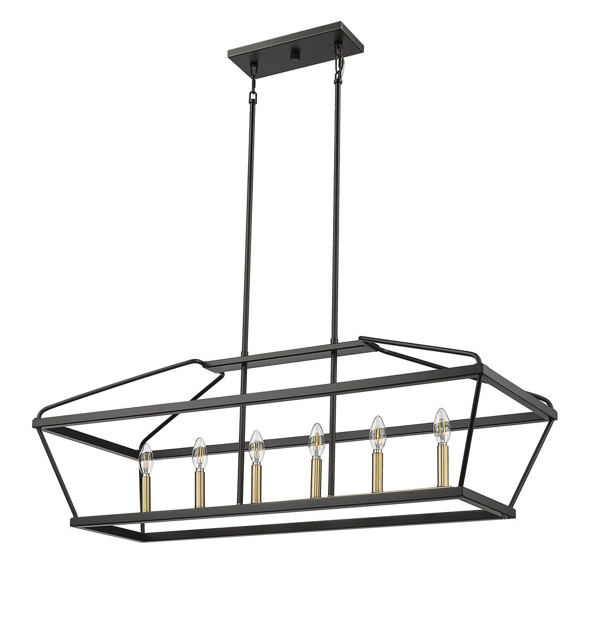 15.25'' Surrey Matte Black/Vintage Brass 6 Light Linear Chandelier