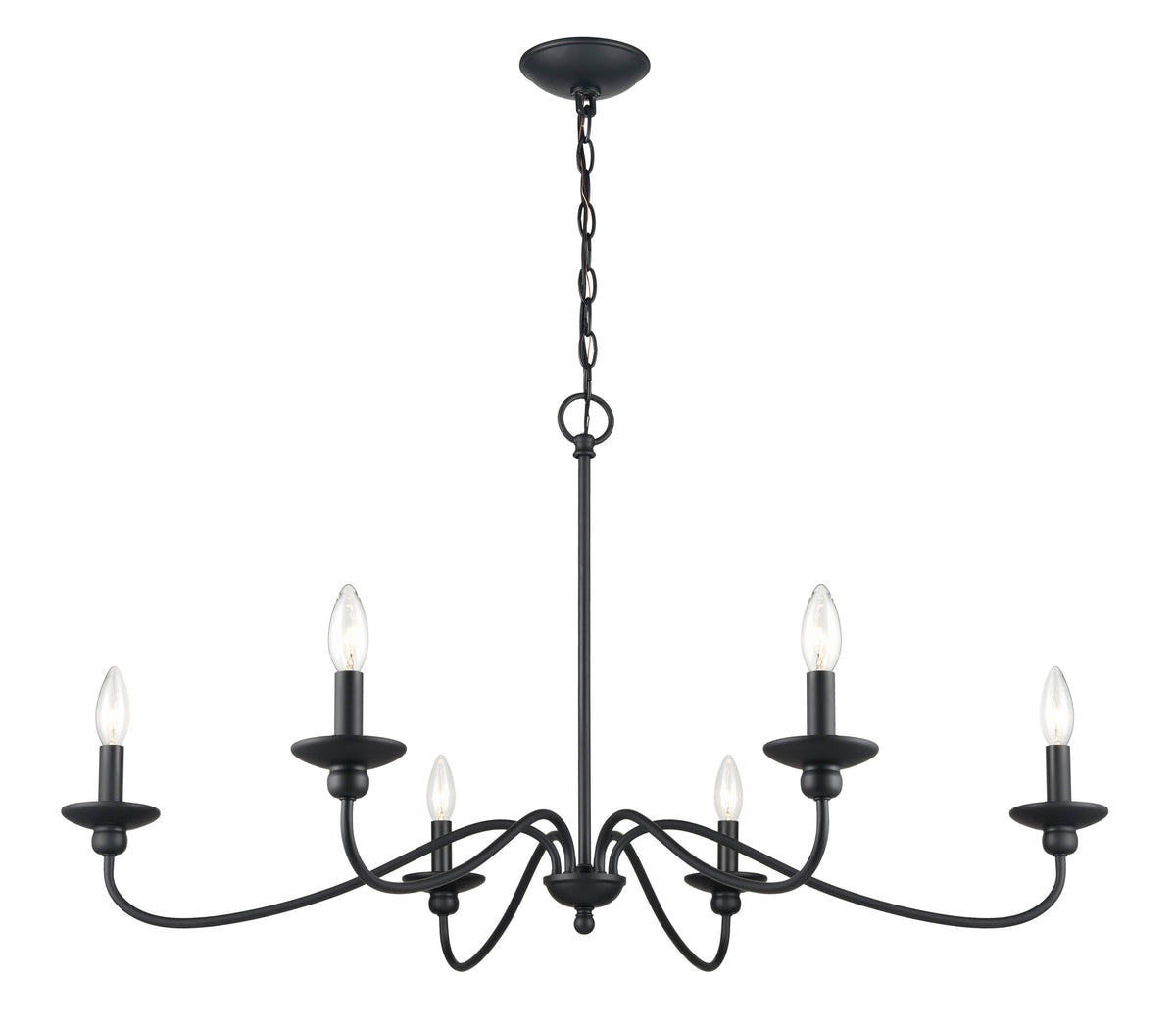 20.5'' Delvona Matte Black 6 Light Chandelier