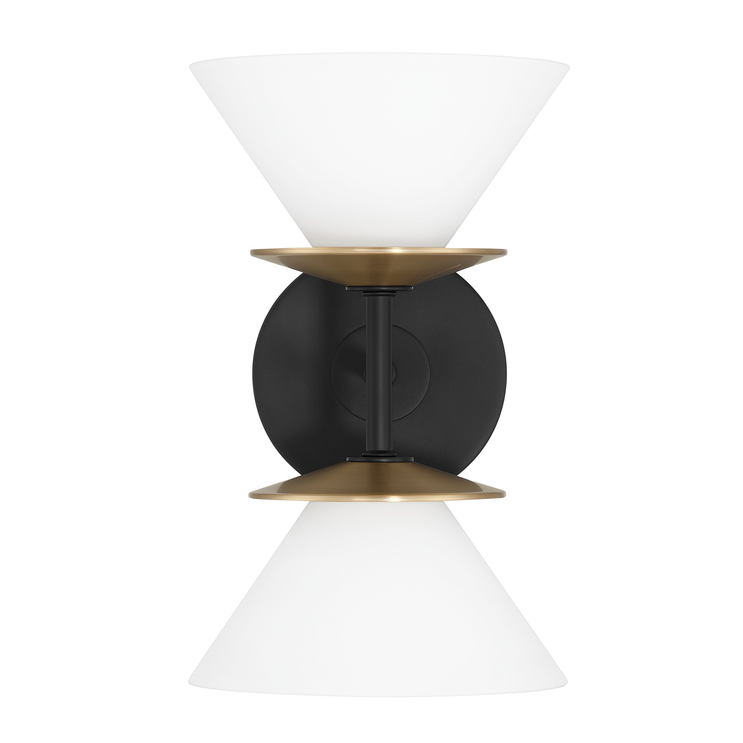 Tremolo 11-inch 2-light Matte Black and Champagne Gold Vanity Light with Etched Opal Glass