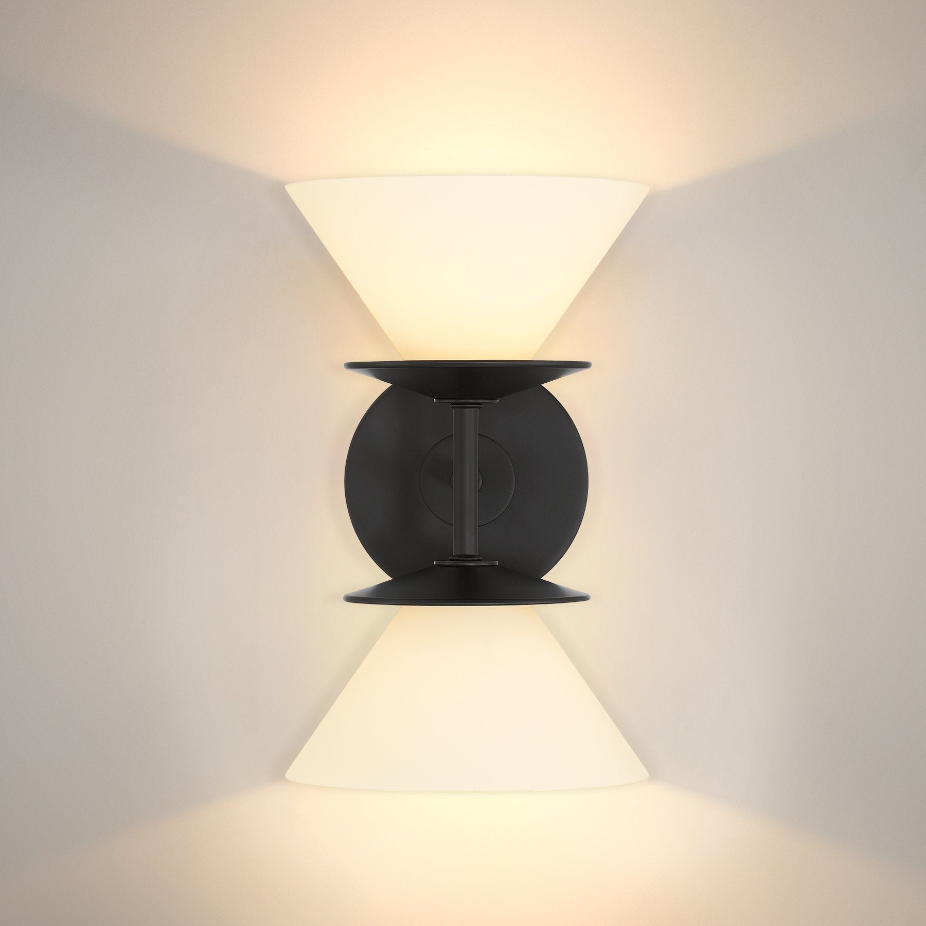 Tremolo 11-inch 2-light Matte Black and Champagne Gold Vanity Light with Etched Opal Glass