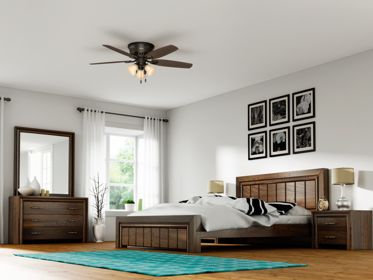 52 inch Builder New Bronze Low Profile Ceiling Fan with LED Light Kit and Pull Chain