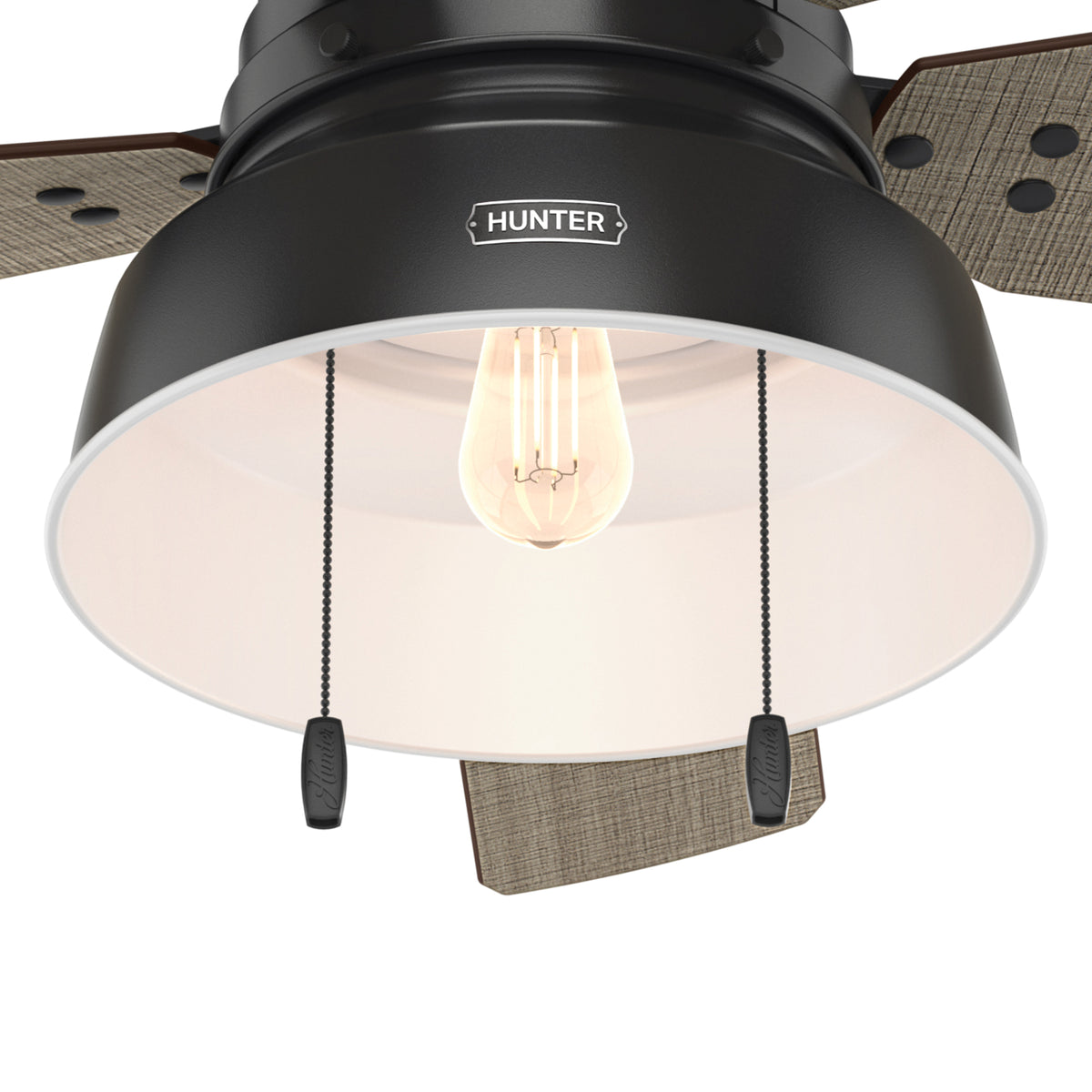 52 inch Mill Valley Matte Black Damp Rated Ceiling Fan with LED Light Kit and Pull Chain
