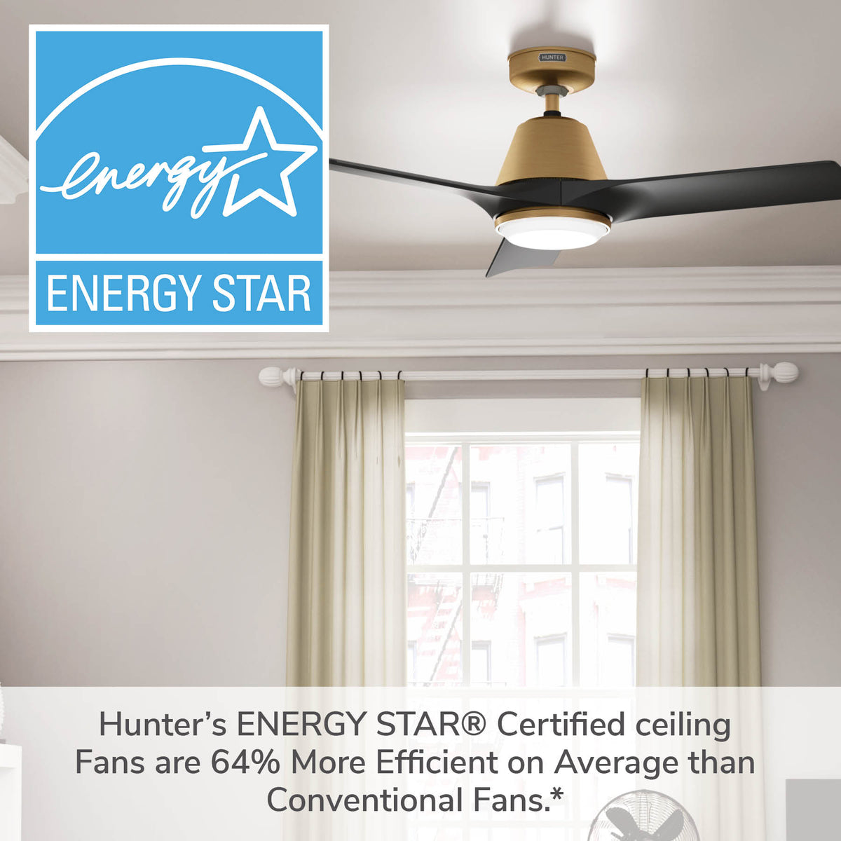 44 inch Aeronaut Wi-Fi ENERGY STAR® Matte White Damp Rated Ceiling Fan with LED Light Kit